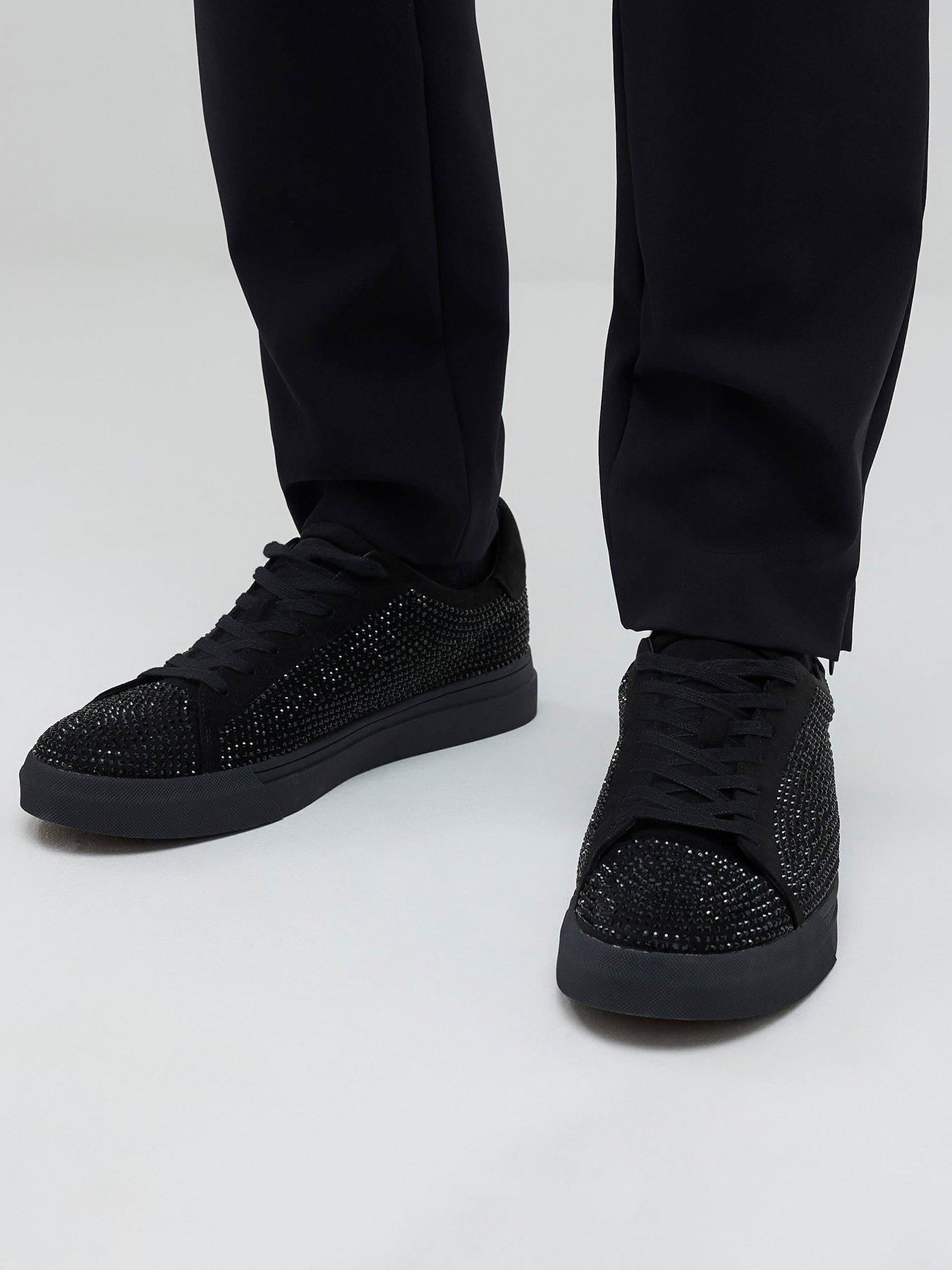 River Island Embellished Lace Up Trainers - Black