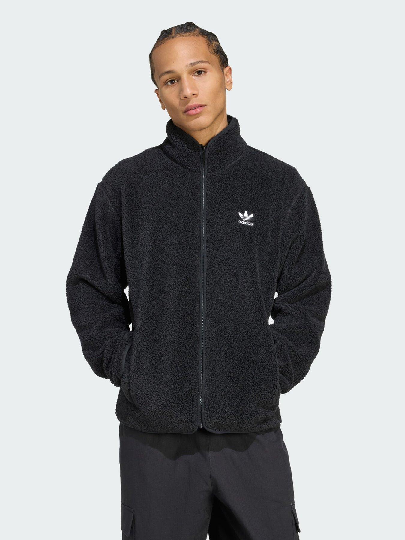 adidas Originals Trefoil Essentials Teddy Fleece, Black, Size M, Men