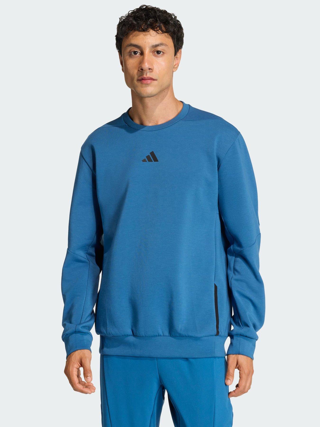 adidas Designed for Training Crew Sweatshirt, Blue, Size Xl, Men