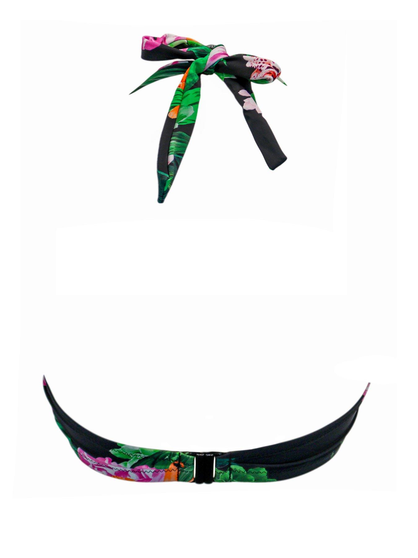 Image 4 of 4 of Pour Moi Palermo Underwired Padded Halter Bikini Top - Black Tropical