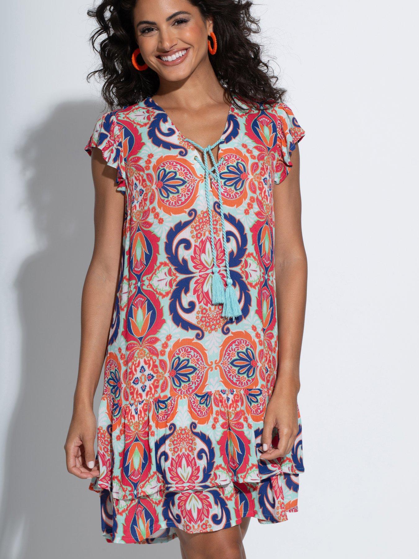 Pour Moi Gracie Crinkle Frill Swing Beach Dress