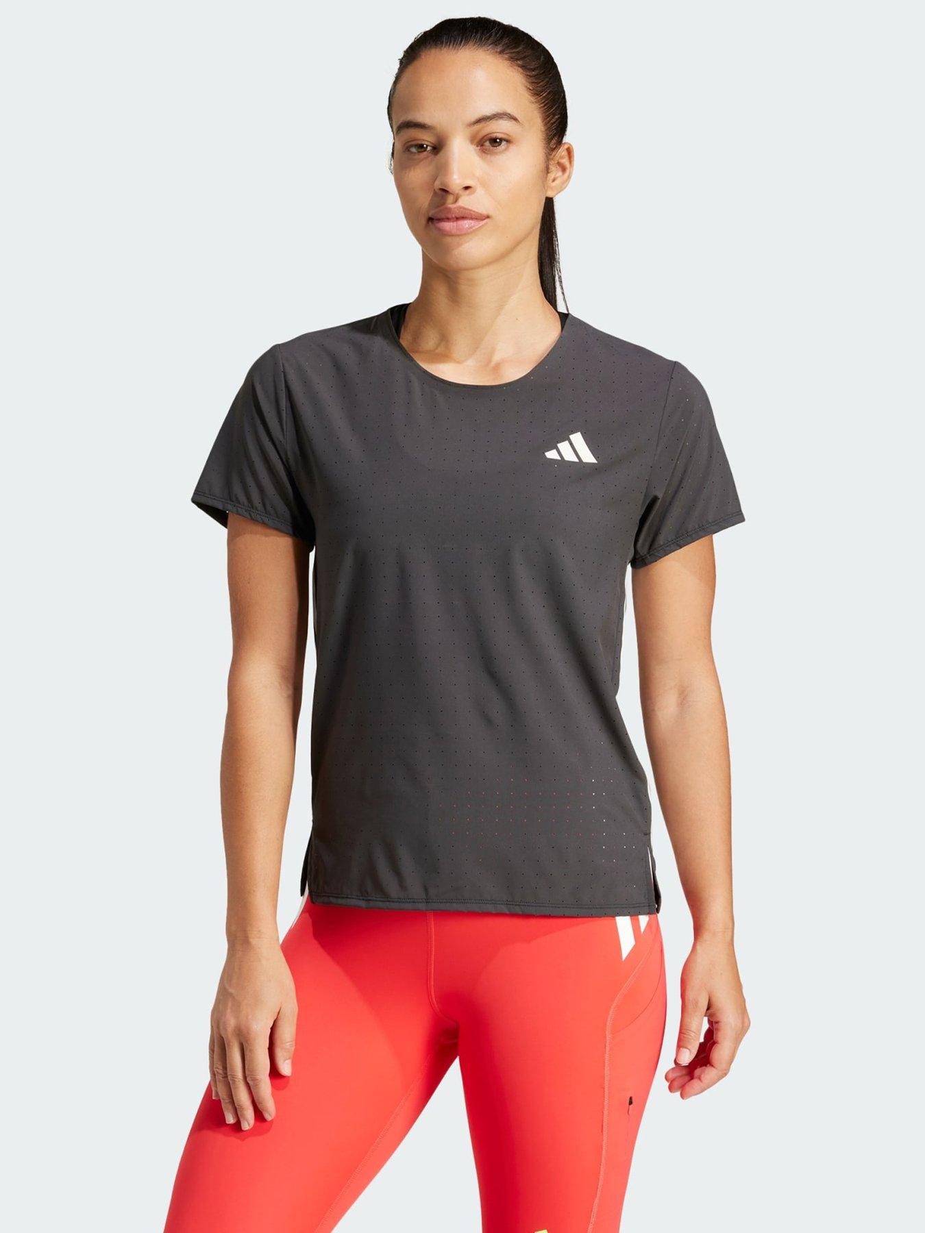 adidas Adizero Running Tee, Black, Size L, Women