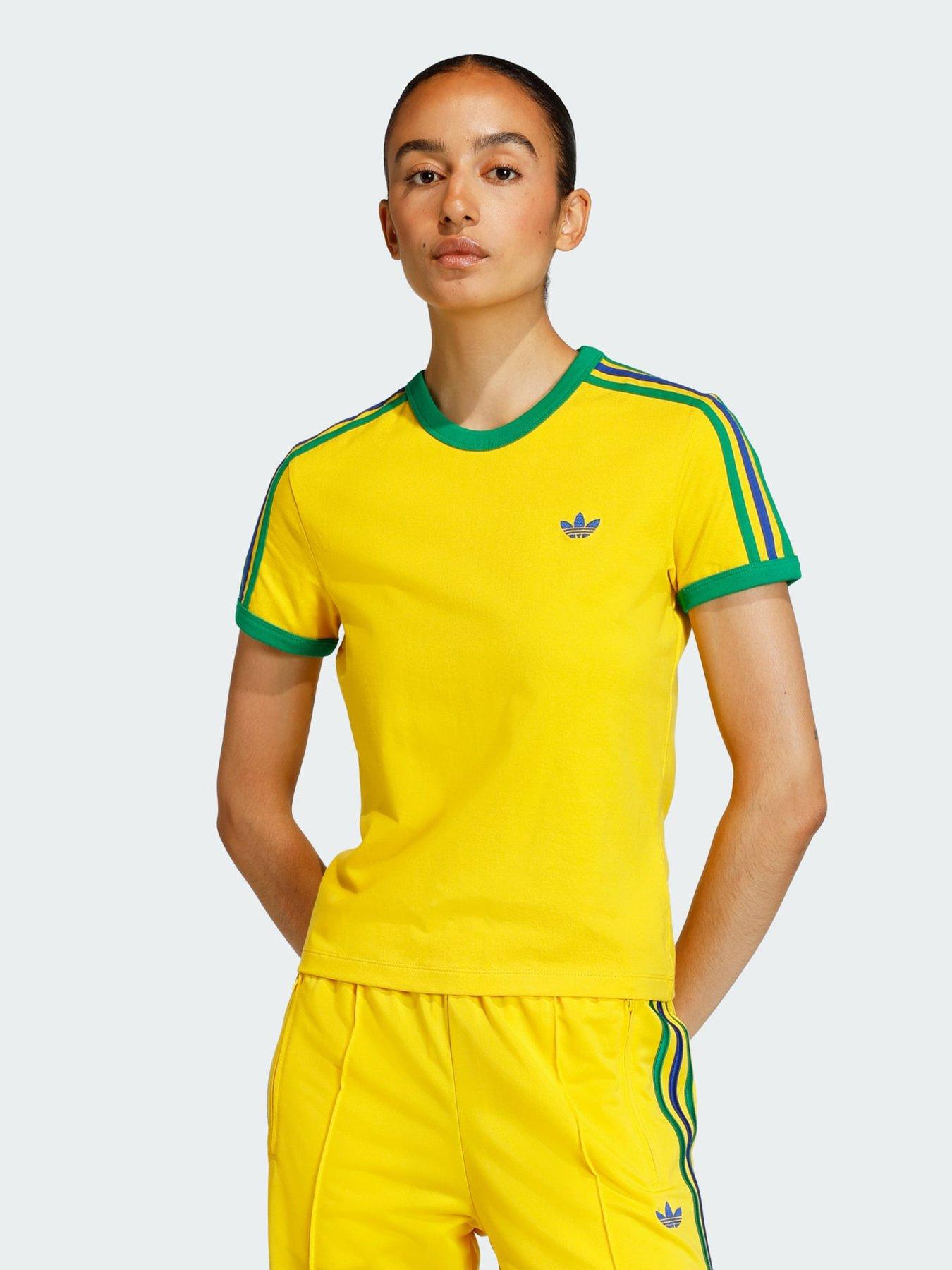 adidas Originals 3 Stripes Slim T-Shirt - Yellow