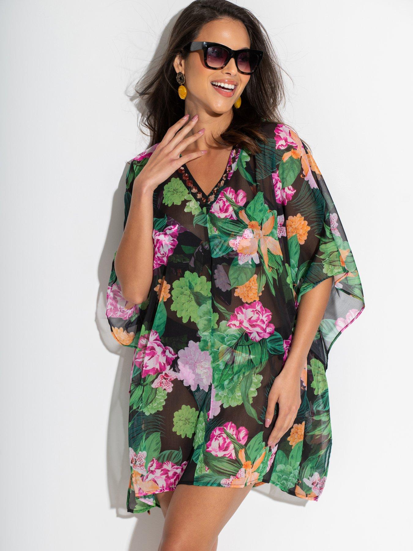 Pour Moi Chiffon V-Neck Embellished Kaftan