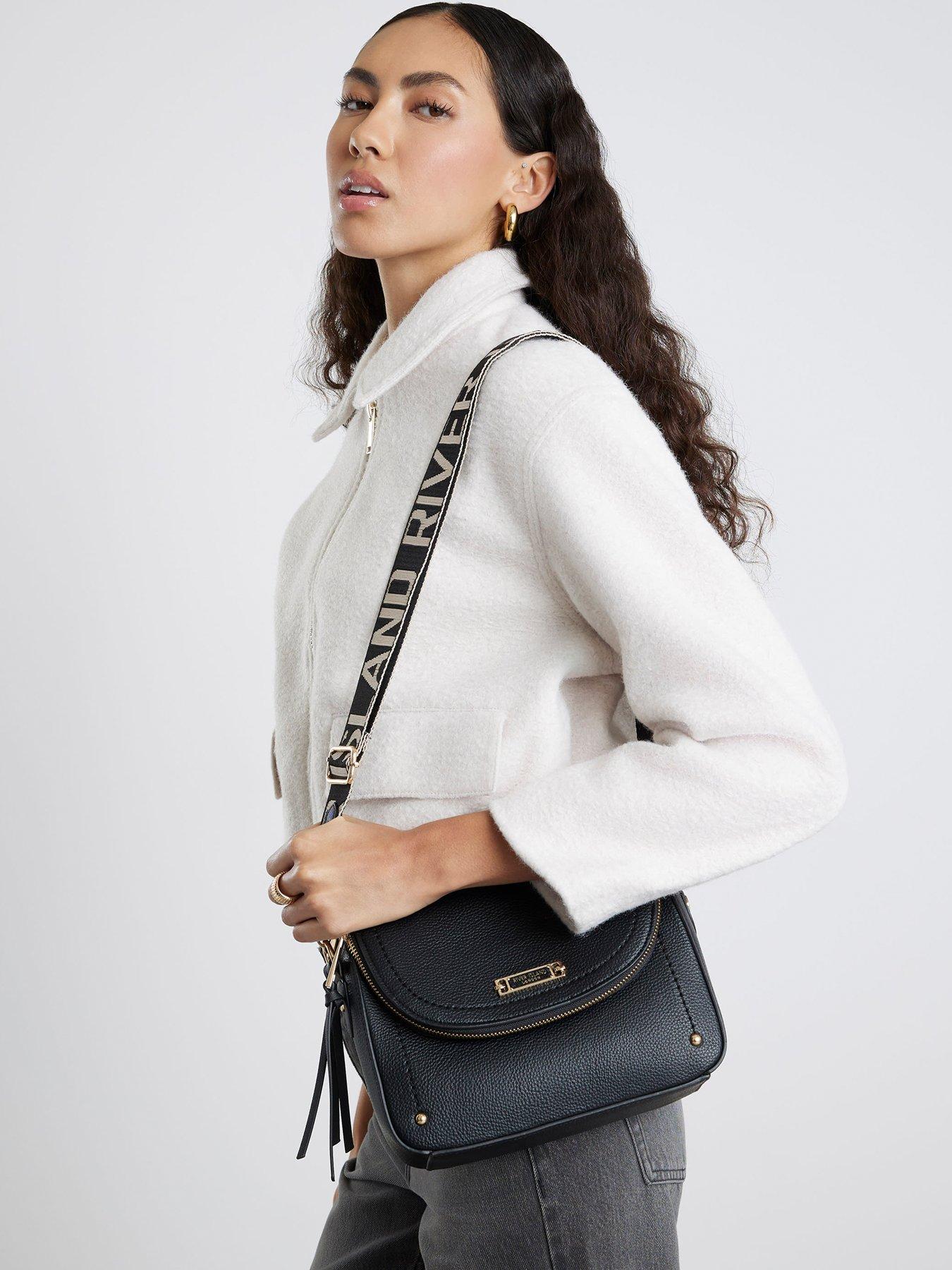 River Island Flap Over Cross Body Bag - Black