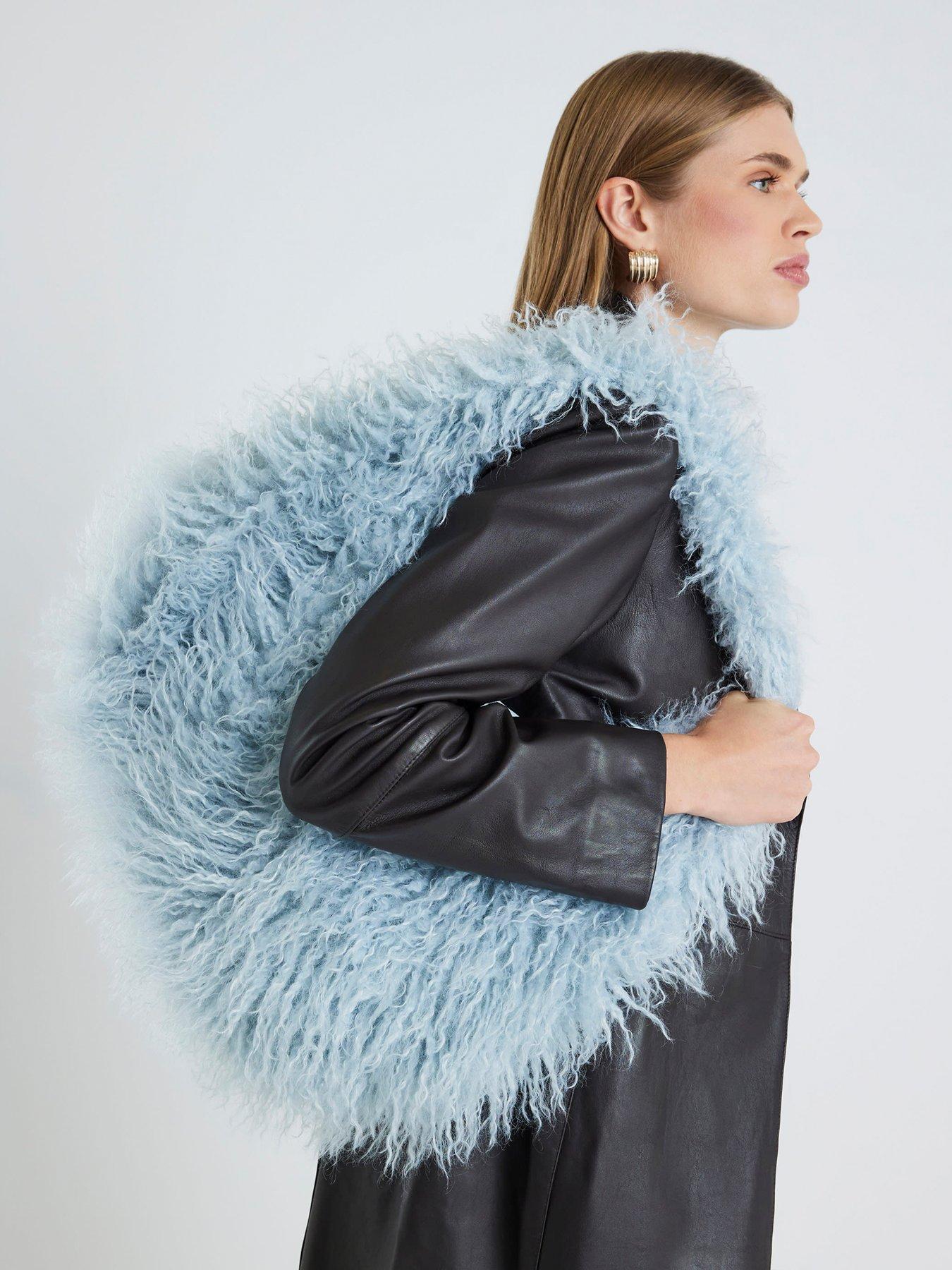 River Island Faux Fur Shoulder Bag - Blue