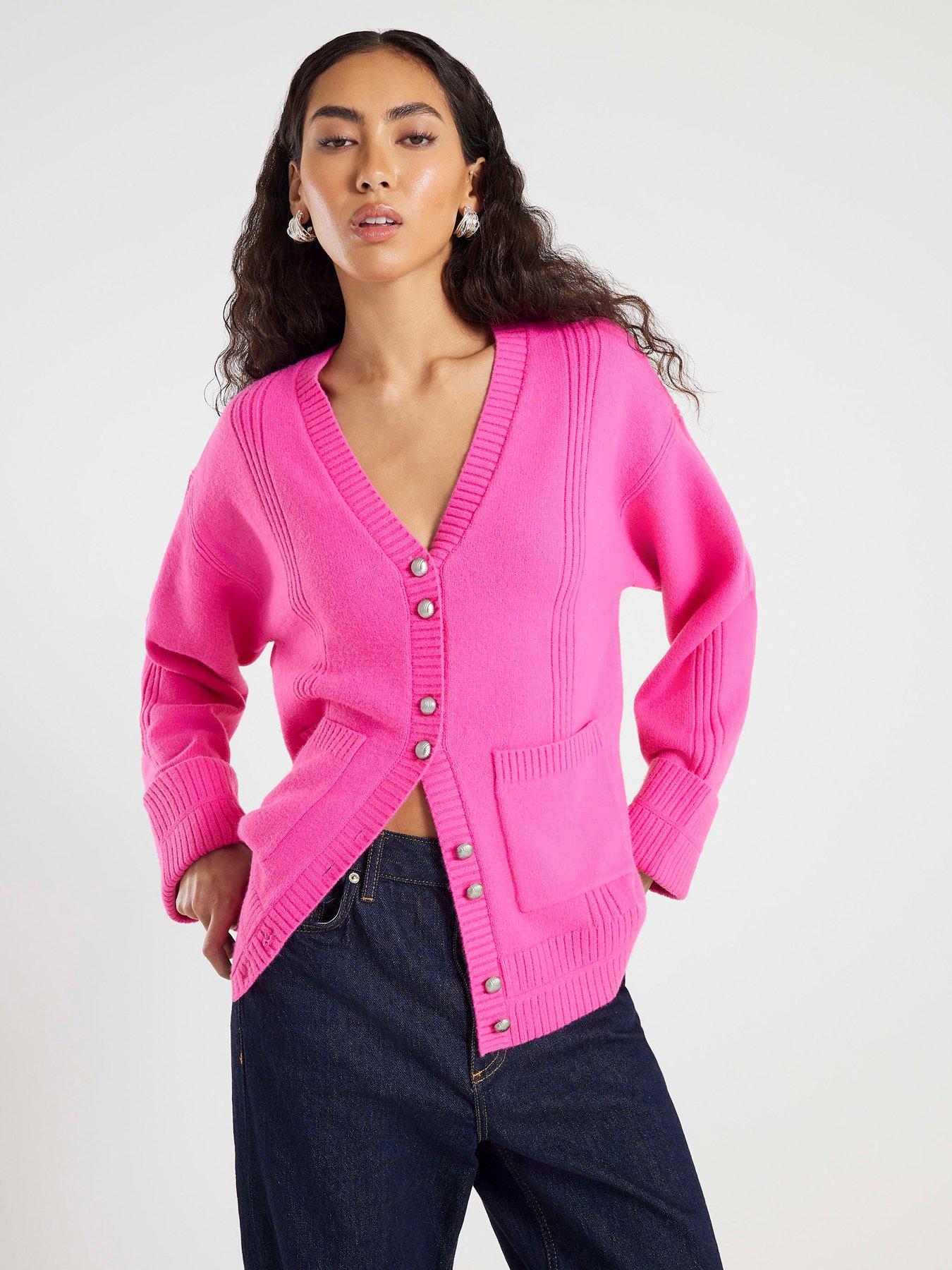 River Island Knitted Long Sleeve Cardigan - Pink