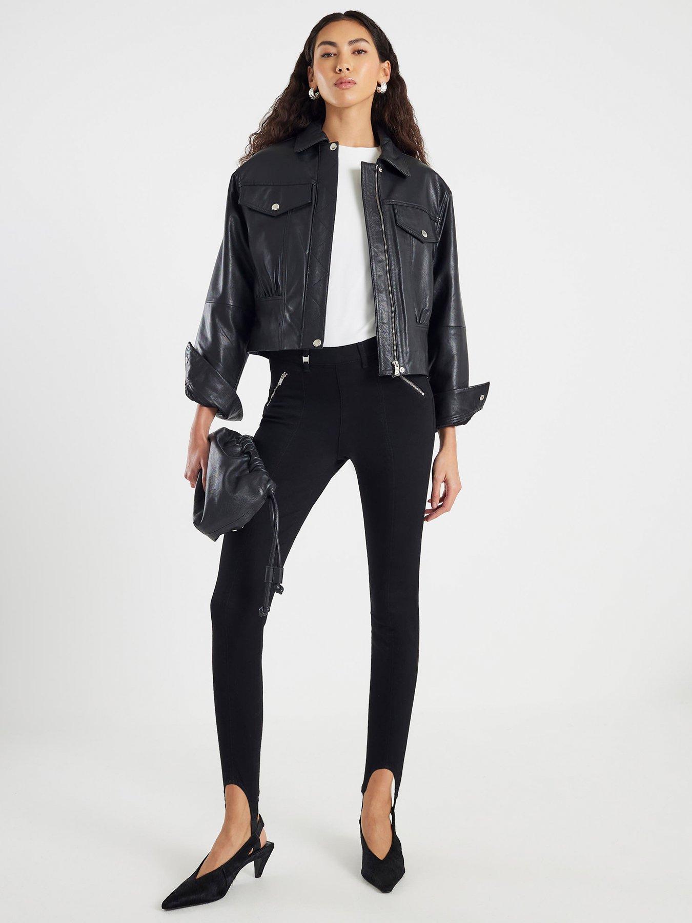 River Island High Rise Skinny Stirrup Jeans - Black
