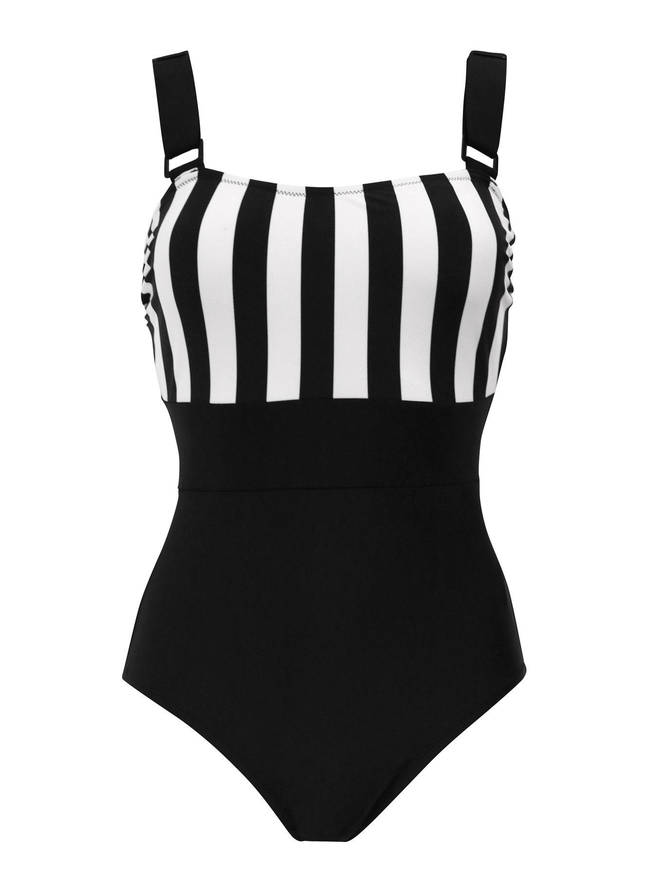 Image 3 of 4 of Pour Moi Petite Palm Springs Colour Block Tummy Control Swimsuit