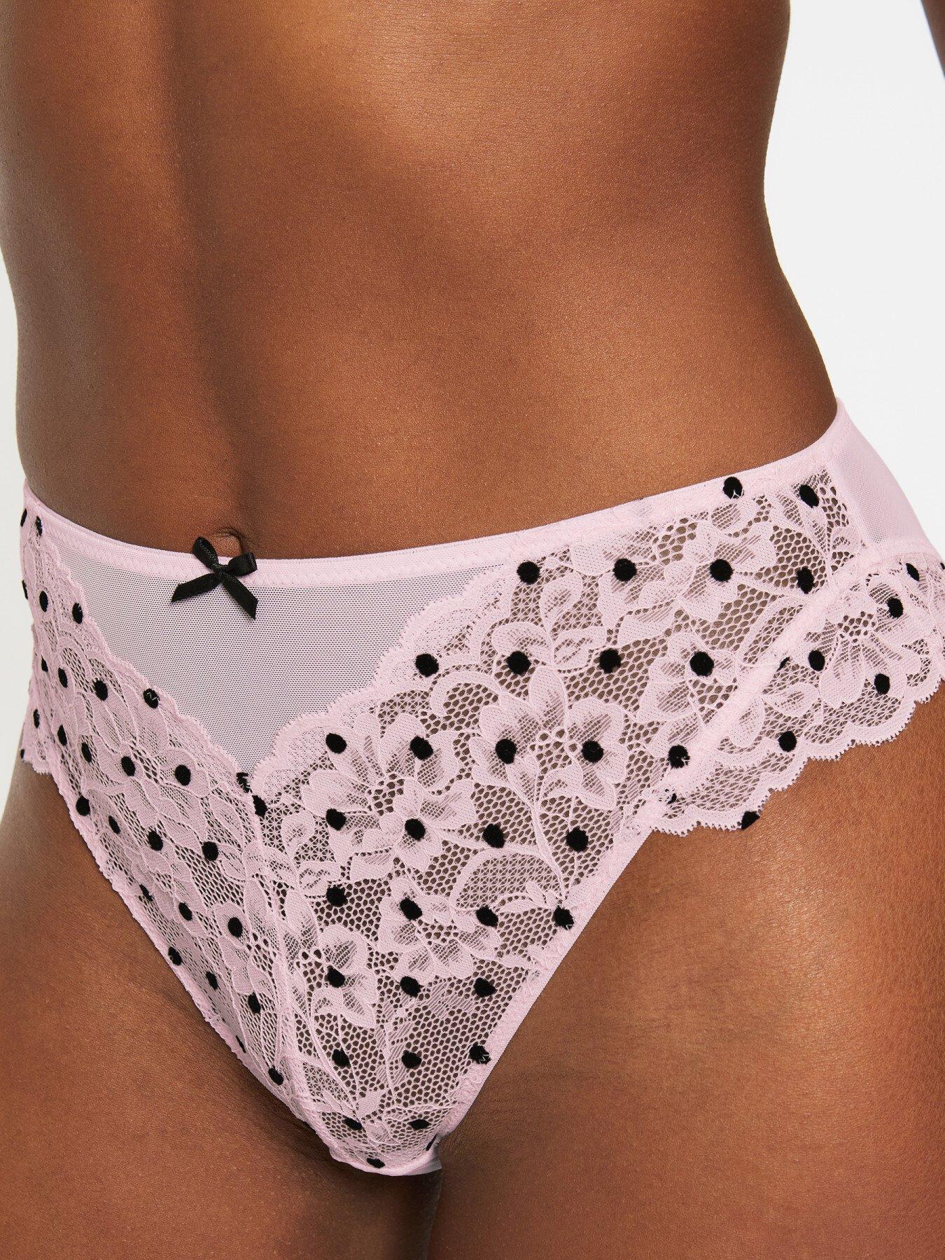 Ann Summers Sexy Lace Flocked Spot High Waist Brazilian