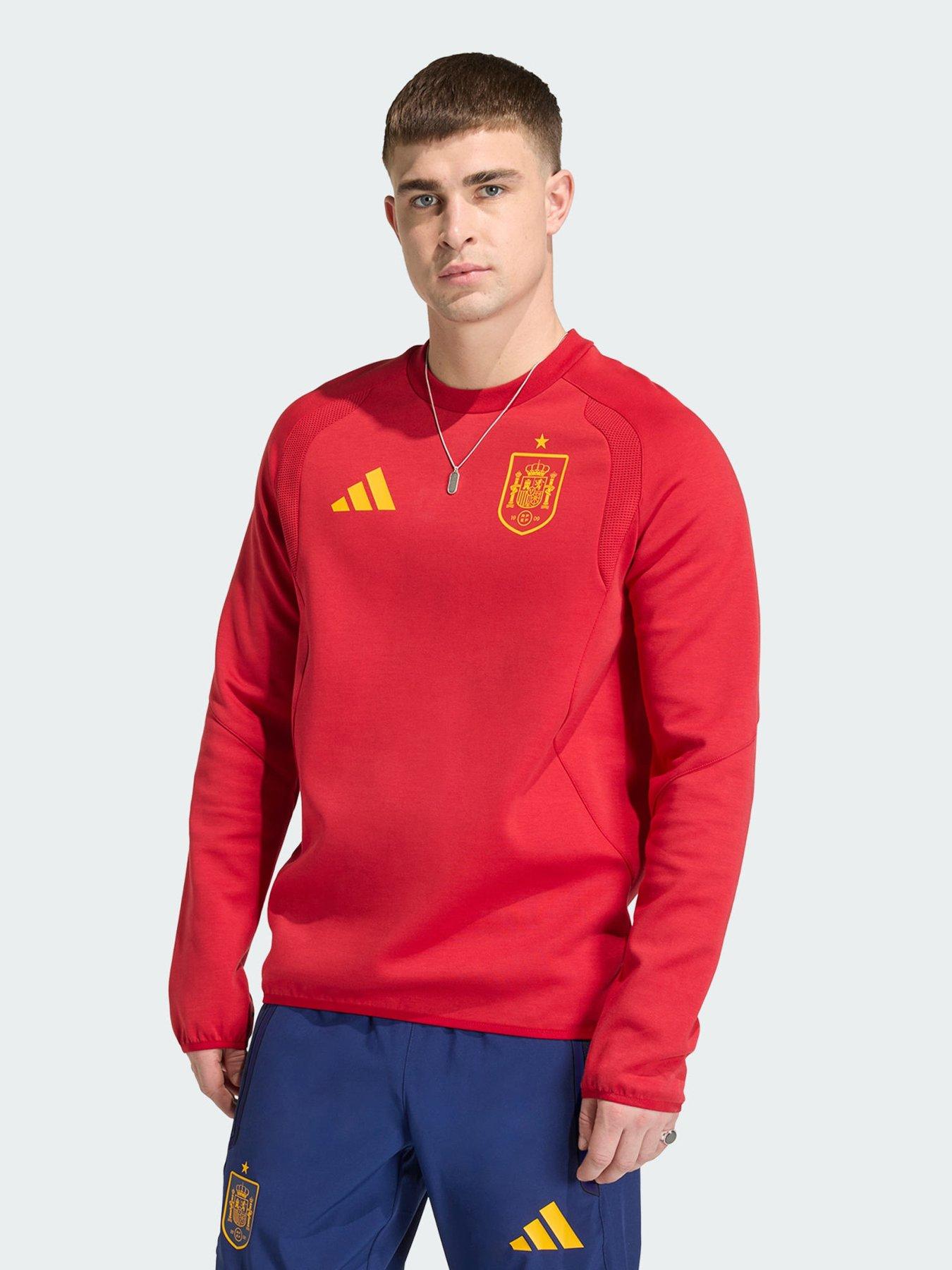 adidas Spain Tiro Travel Crew Jumper, Red, Size S, Men