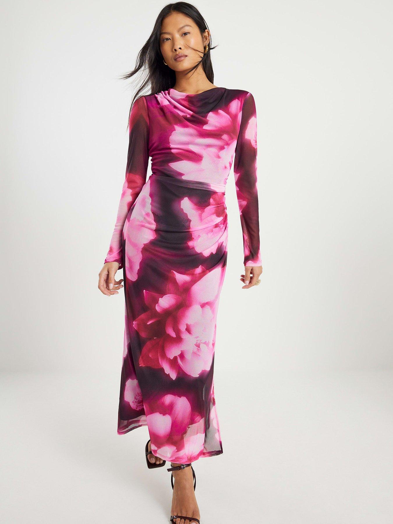 River Island Petite Floral Print Midi Dress - Pink