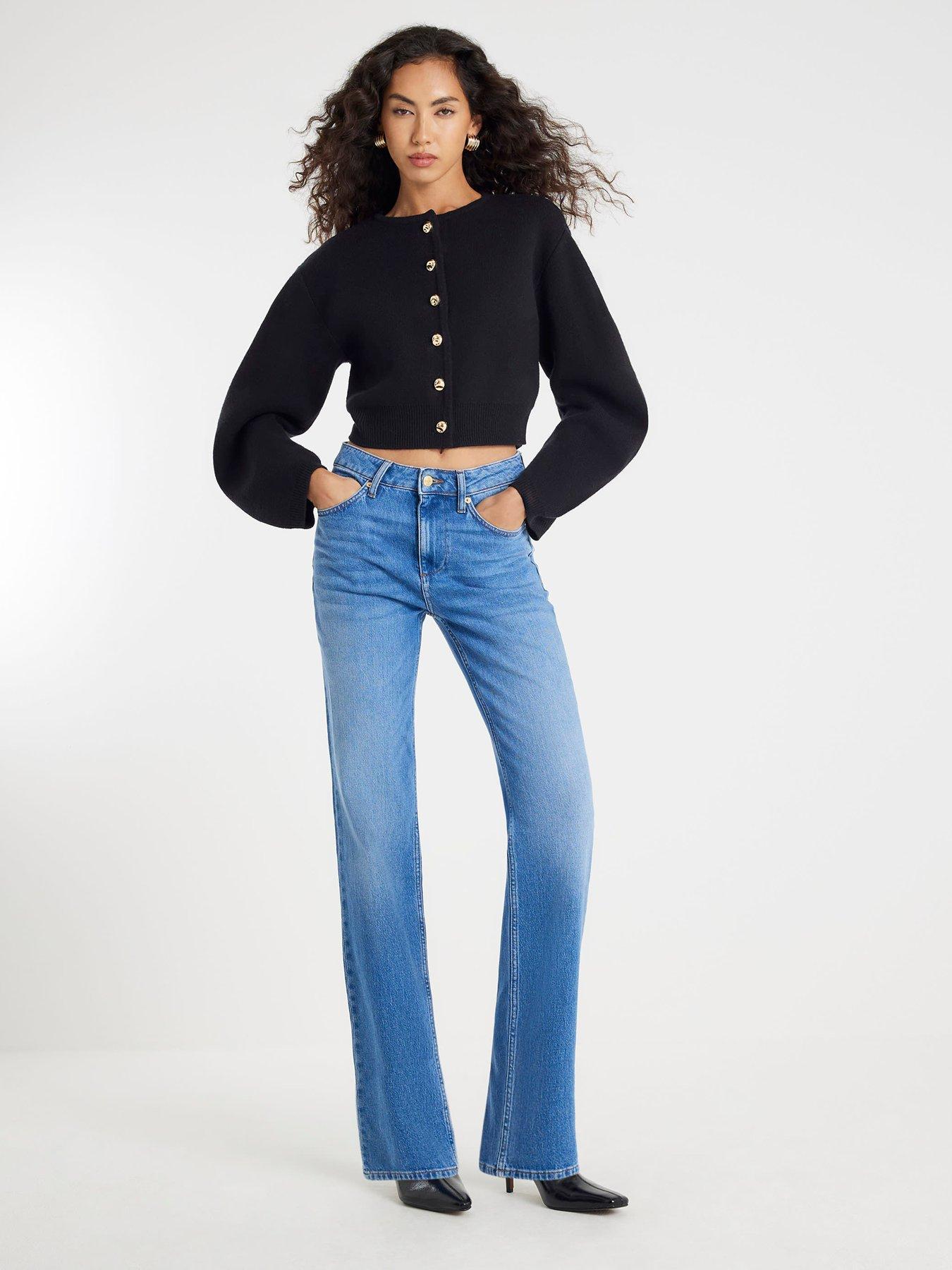 Image 3 of 4 of River Island Knitted Structured Sleeve Cardigan - Black