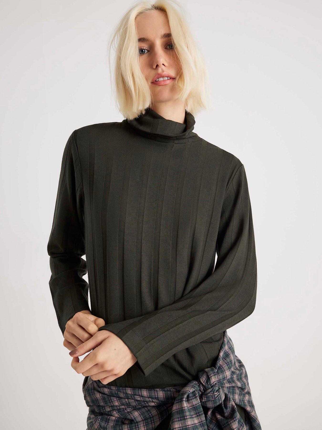 River Island Cosy Wide Ribbed Top - Green
