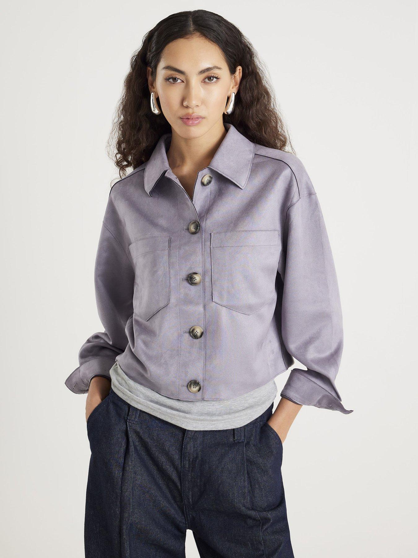 River Island Faux Suede Collared Overshirt - Blue