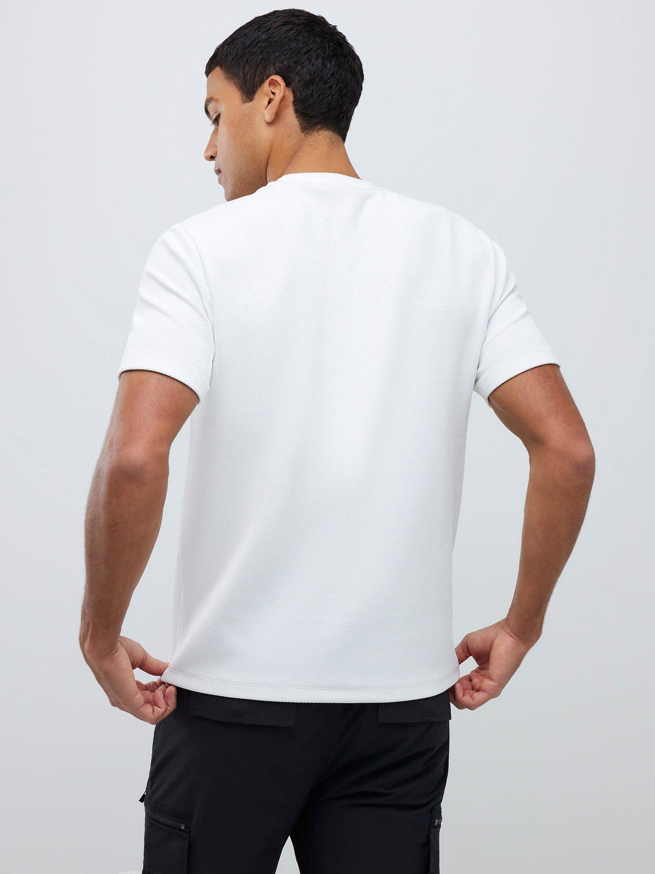 Image 2 of 4 of River Island Slim Fit Textured Ame Saint T-shirt - White