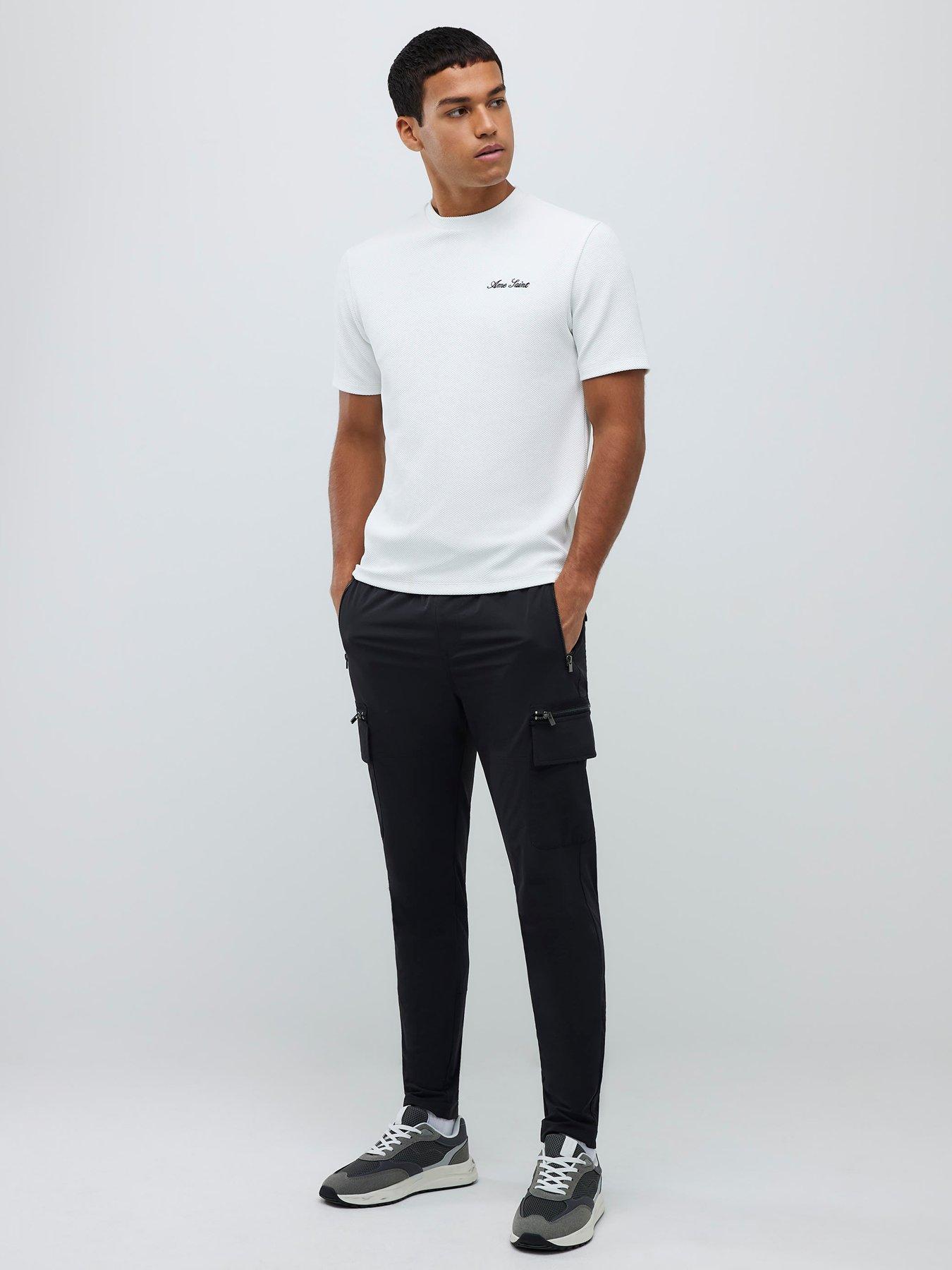Image 3 of 4 of River Island Slim Fit Textured Ame Saint T-shirt - White
