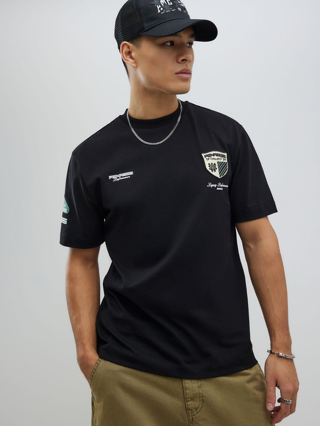 River Island Regular Fit Penrose Crest T-shirt - Black