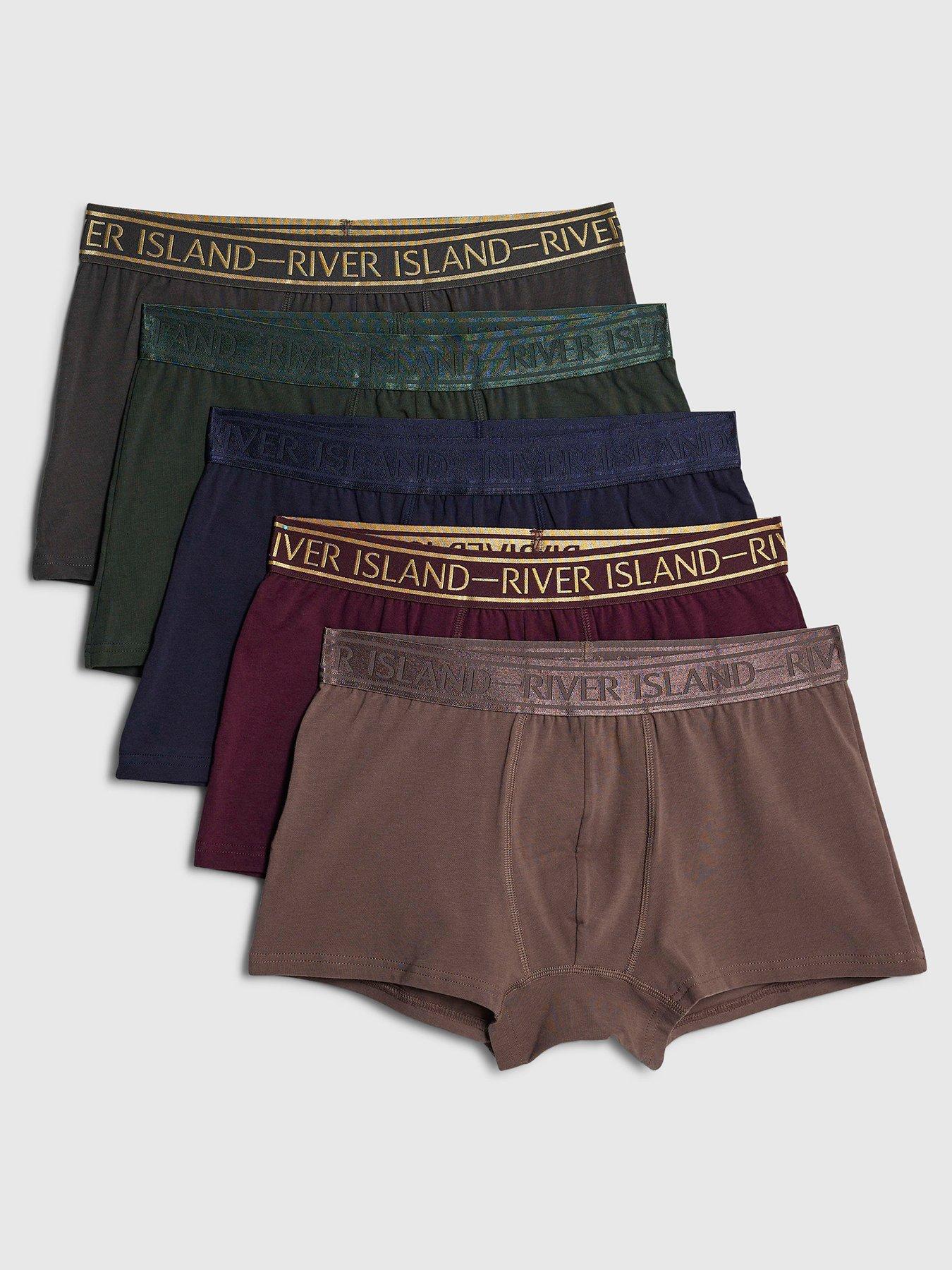 Image 1 of 3 of River Island Multicoloured Pack Of 5 Underwear Trunks - Assorted