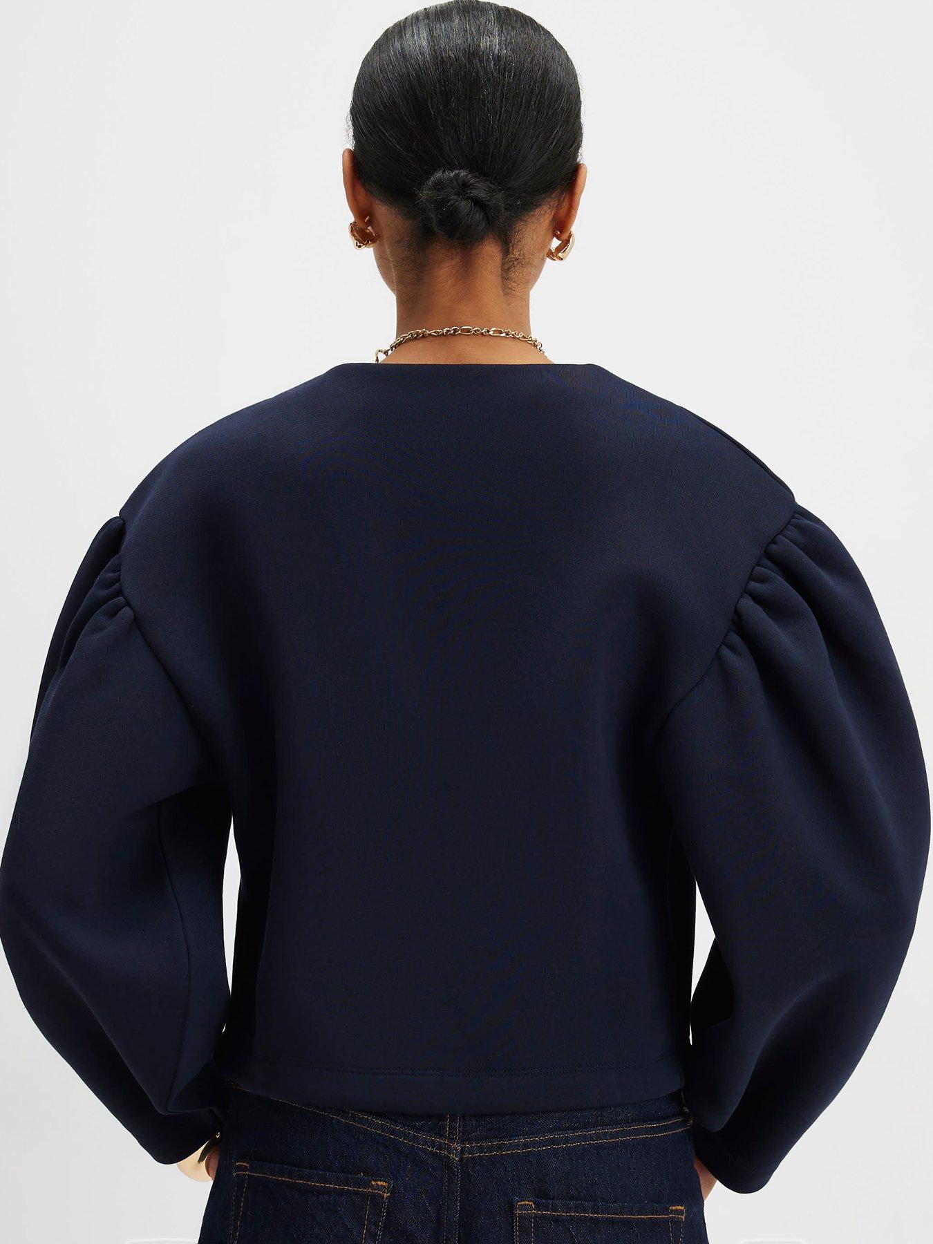 Image 2 of 4 of River Island Long Sleeve Button Detail Cardigan - Navy