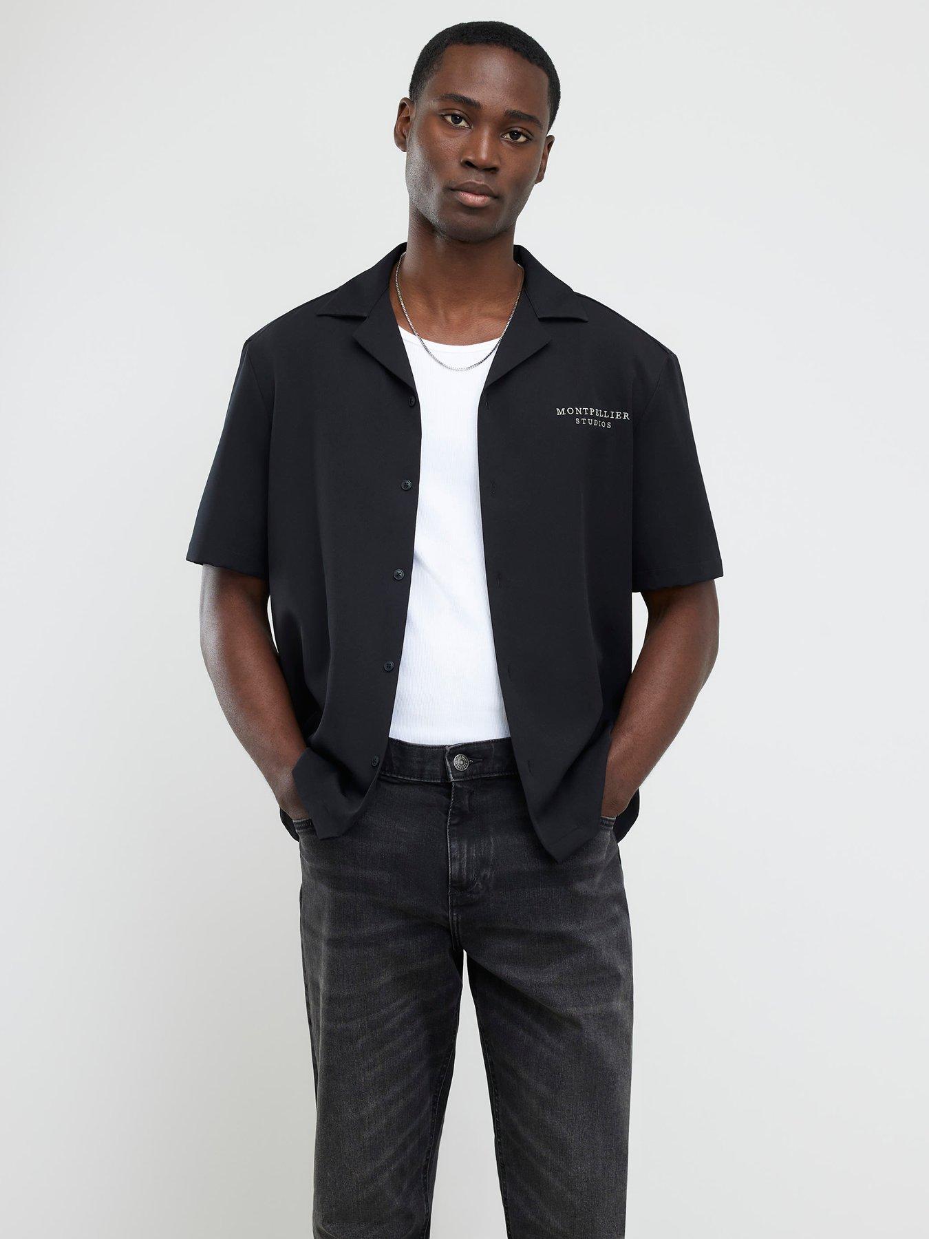 River Island Regular Fit Montpellier Studios Shirt - Black