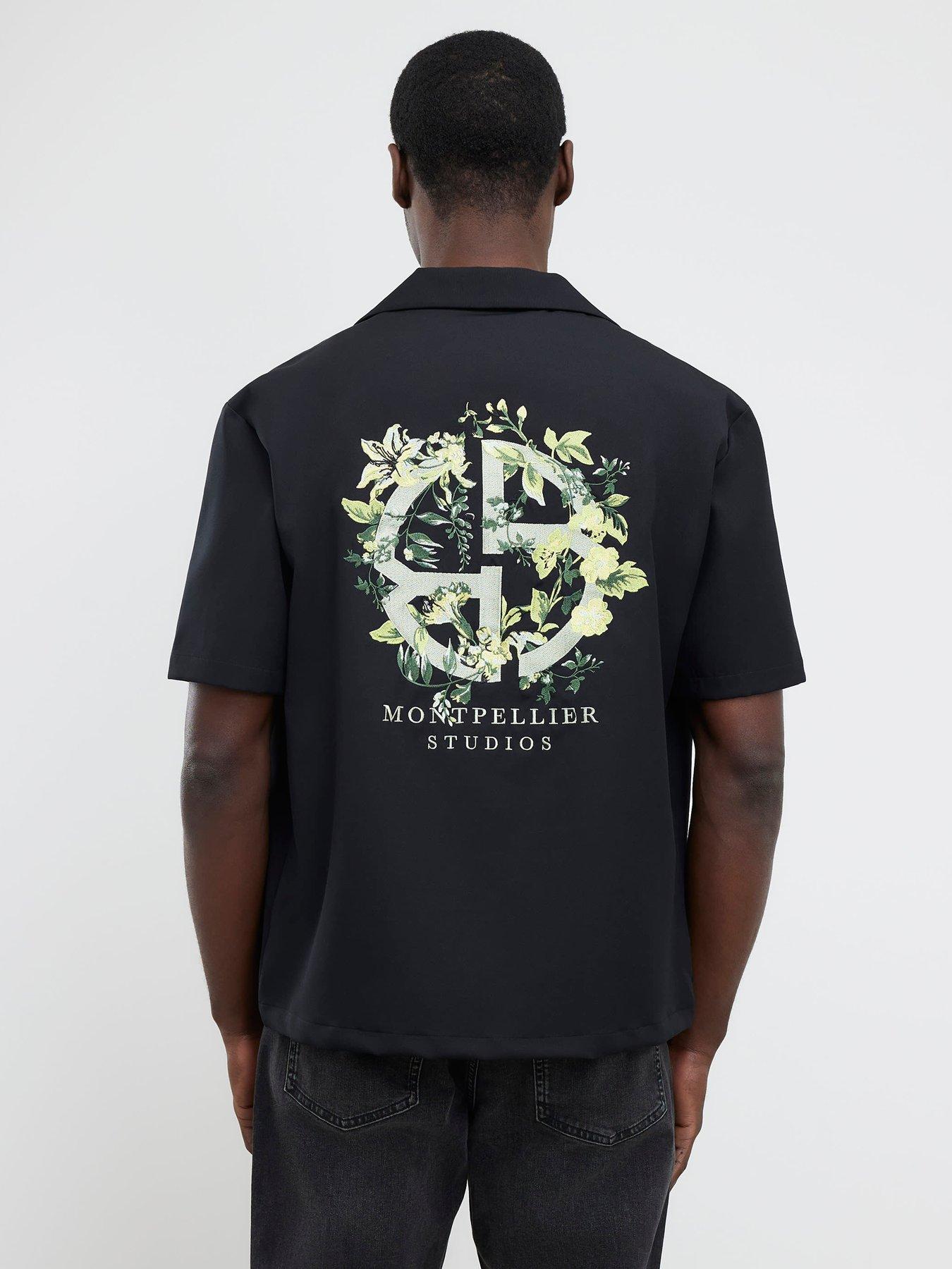 Image 2 of 4 of River Island Regular Fit Montpellier Studios Shirt - Black