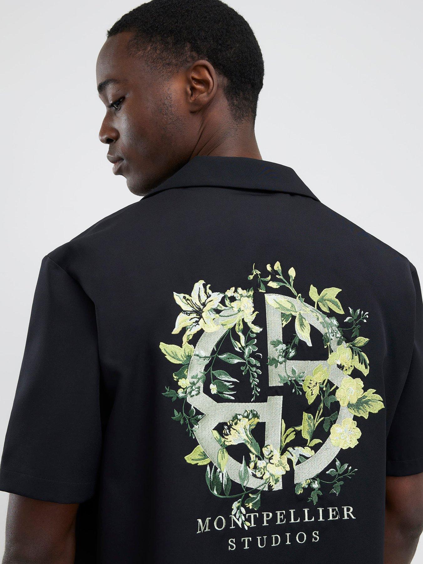 Image 3 of 4 of River Island Regular Fit Montpellier Studios Shirt - Black