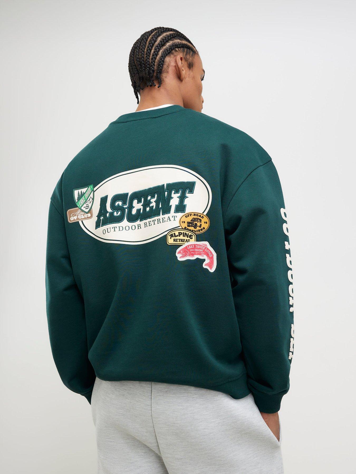 River Island Oversized Fit Alpine Badging Sweatshirt - Dark Green