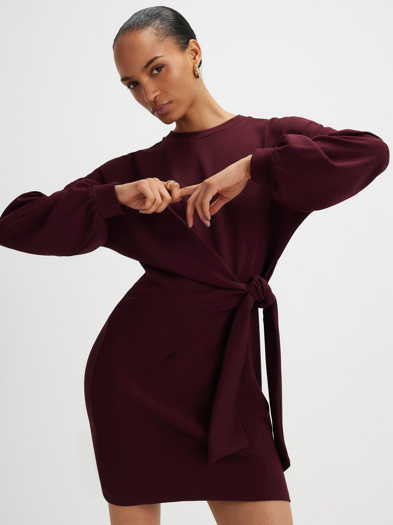 River Island Red Knot Side Mini Dress - Burgundy