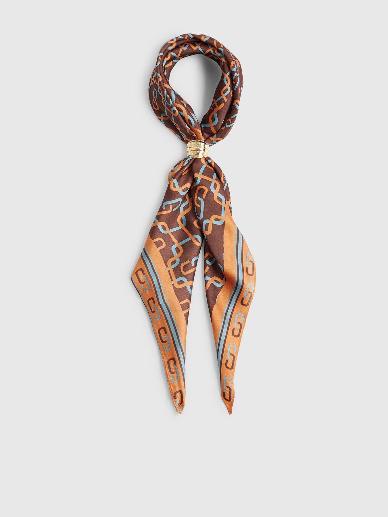 River Island Geometric Chain Print Neck Scarf - Brown