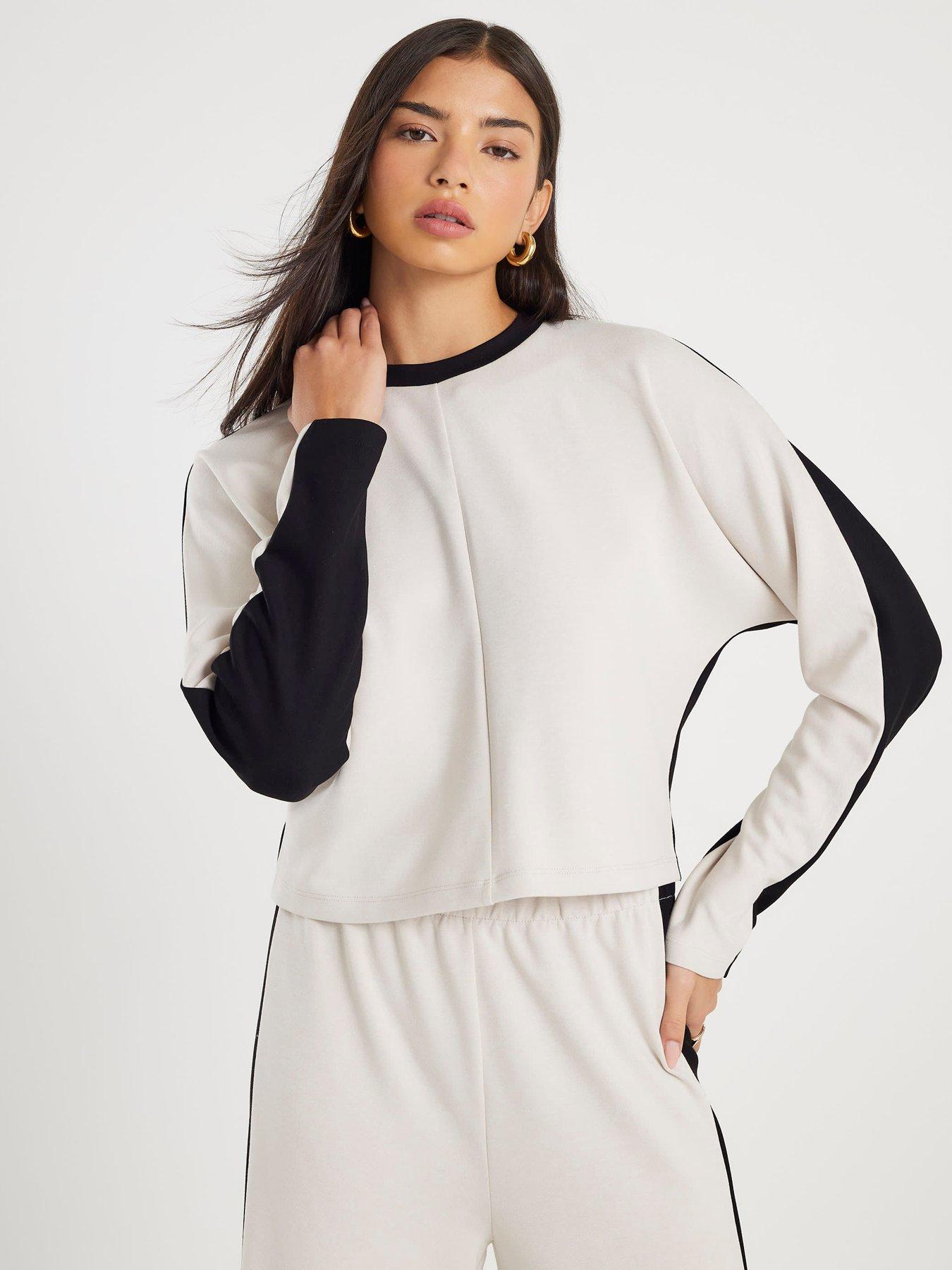 River Island Colour Block Batwing Sweatshirt - Cream