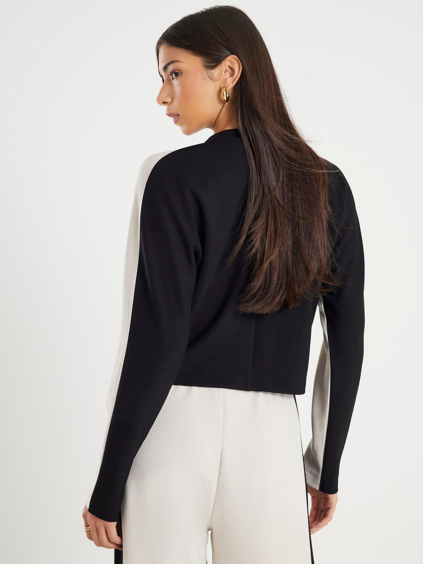 Image 2 of 4 of River Island Colour Block Batwing Sweatshirt - Cream