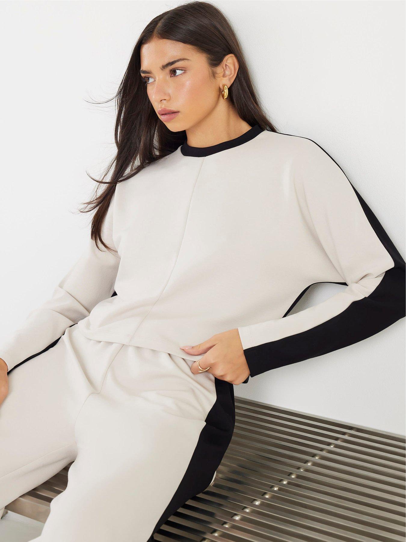 Image 4 of 4 of River Island Colour Block Batwing Sweatshirt - Cream
