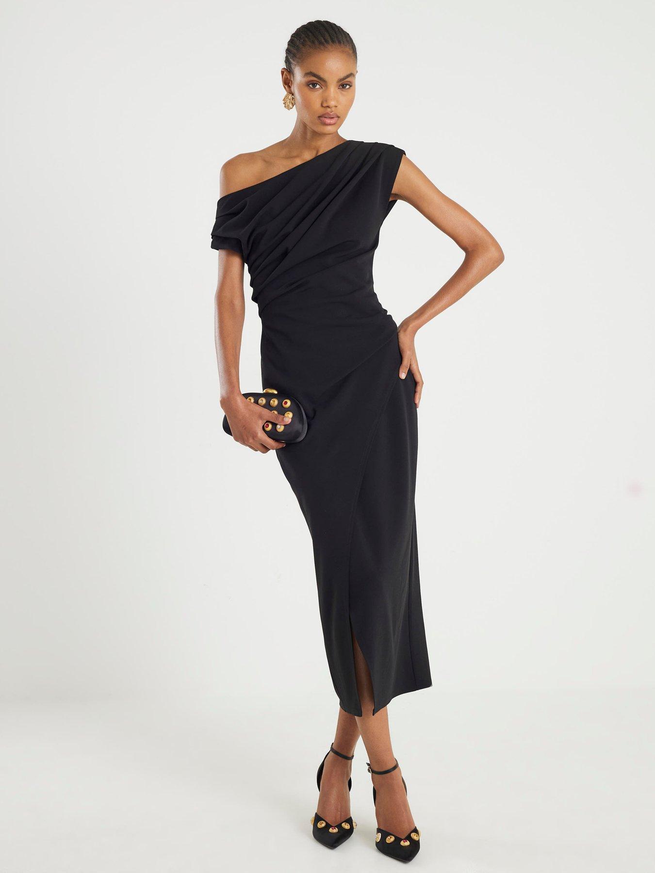 River Island Sleeveless Drape Midi Dress - Black