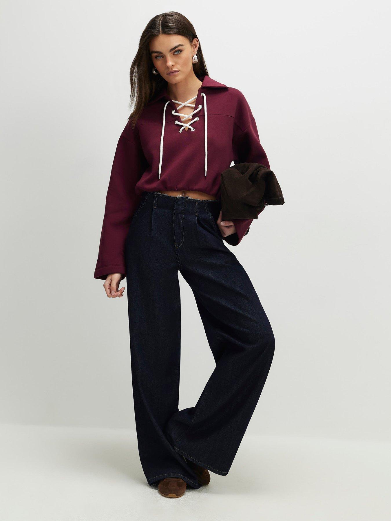 River Island Red Lace Up Sweatshirt