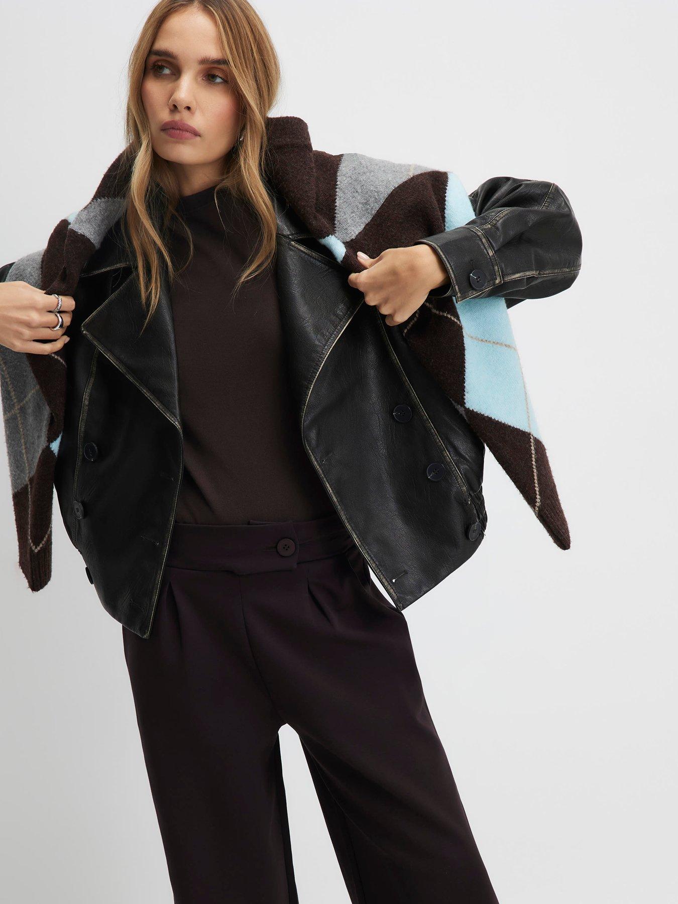 Image 4 of 4 of River Island Tailored Wide Leg Trousers - Brown