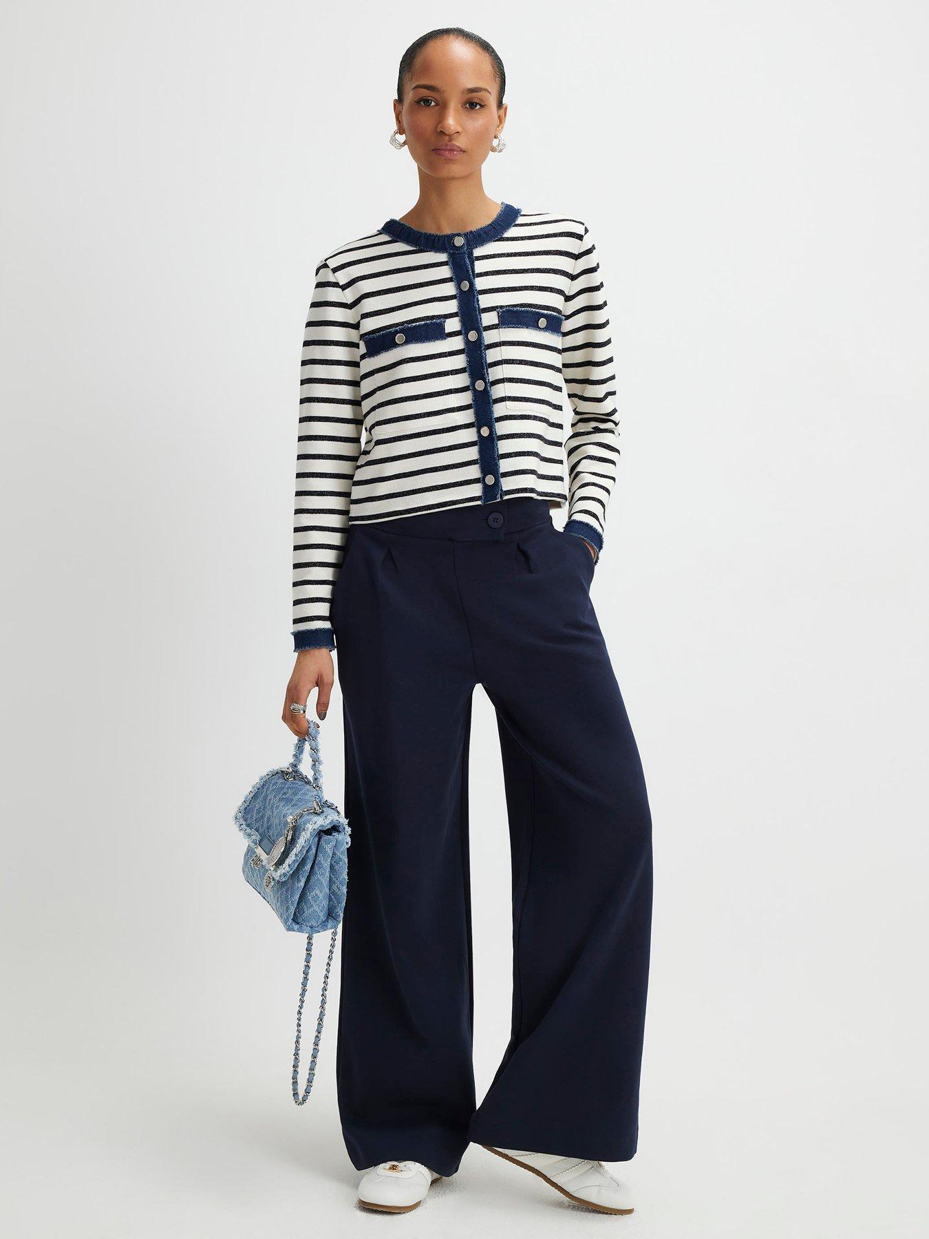 Image 3 of 4 of River Island Tailored Wide Leg Trousers - Blue