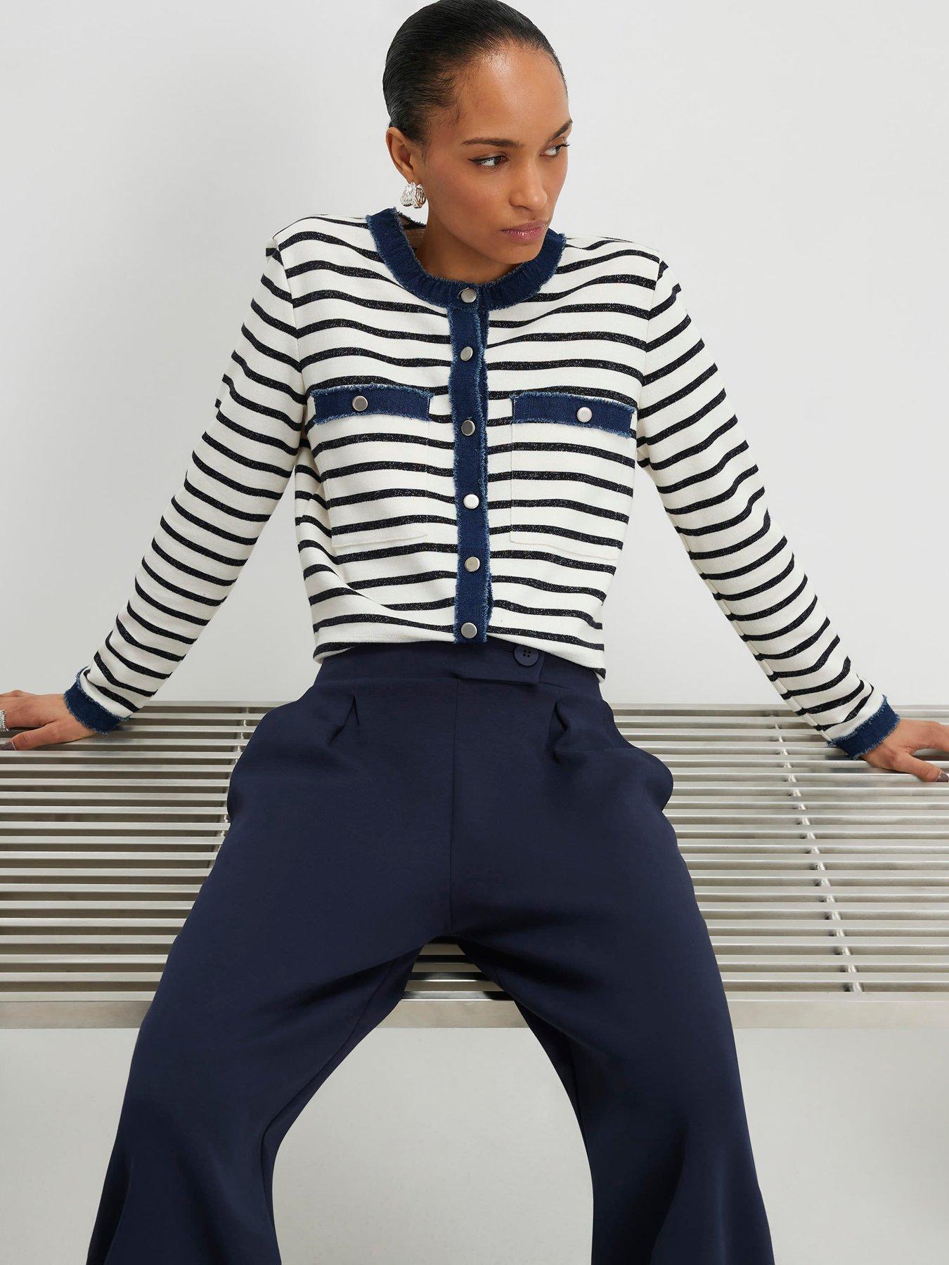 Image 4 of 4 of River Island Tailored Wide Leg Trousers - Blue