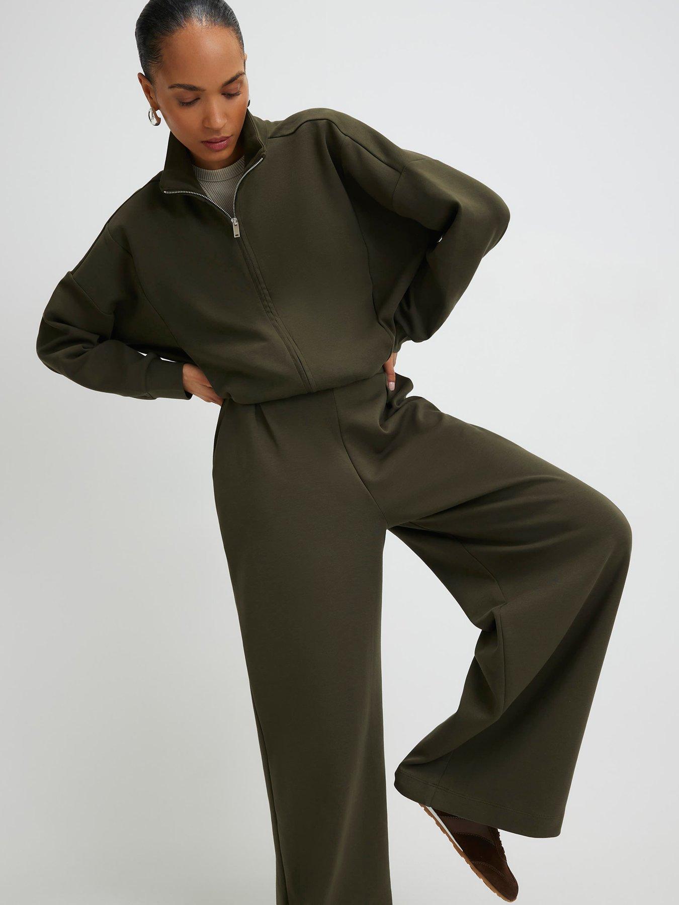 River Island Tailored Wide Leg Trousers - Khaki