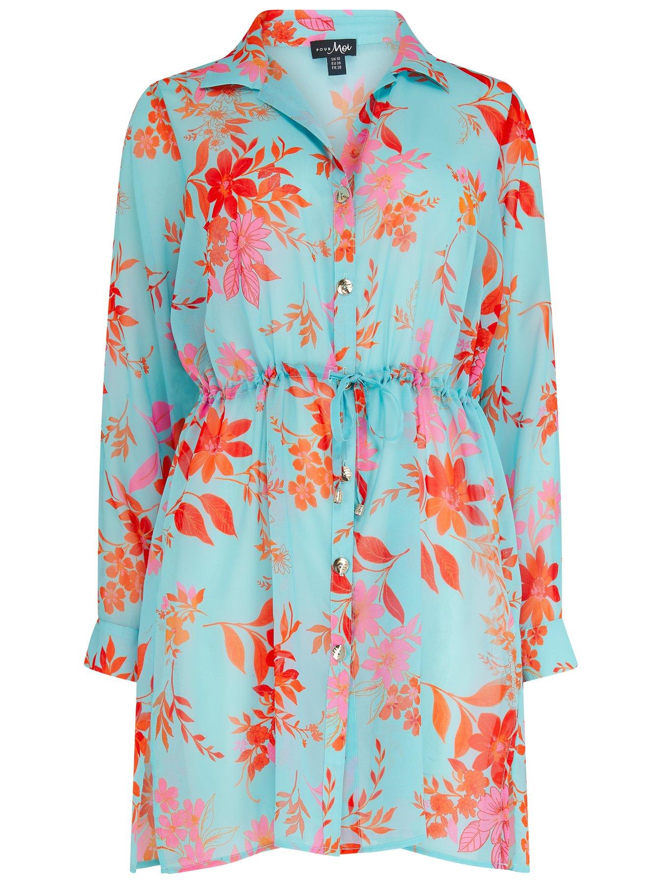 Image 3 of 4 of Pour Moi Chiffon Button Through Beach Shirt