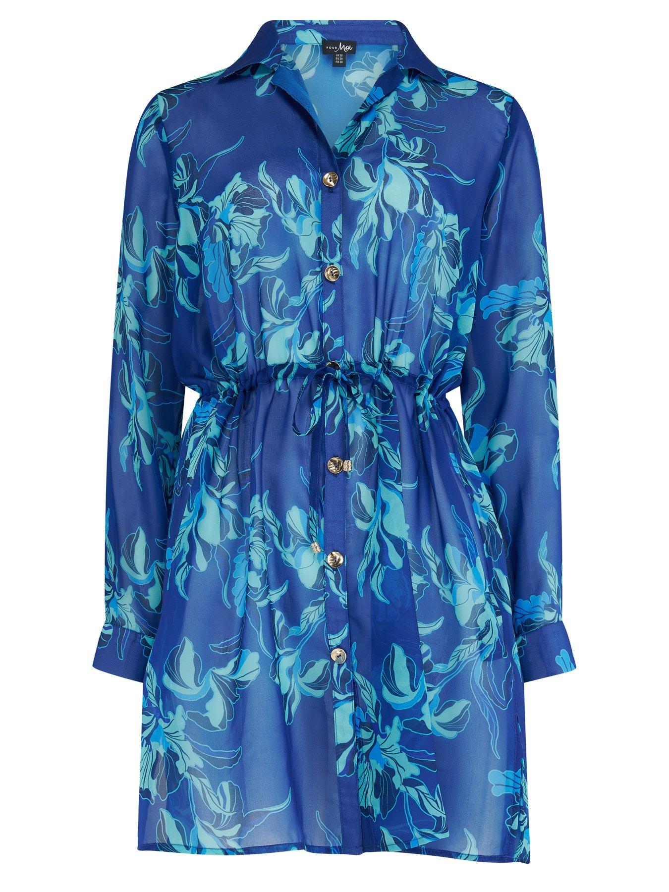 Image 3 of 4 of Pour Moi Chiffon Button Through Beach Shirt