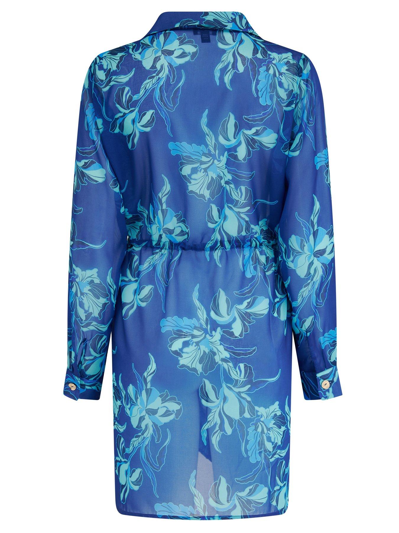 Image 4 of 4 of Pour Moi Chiffon Button Through Beach Shirt