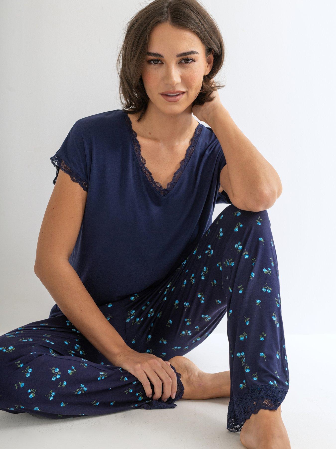 Image 2 of 5 of Pour Moi Sofa Loves Lace T-Shirt and Trouser Pyjama Set