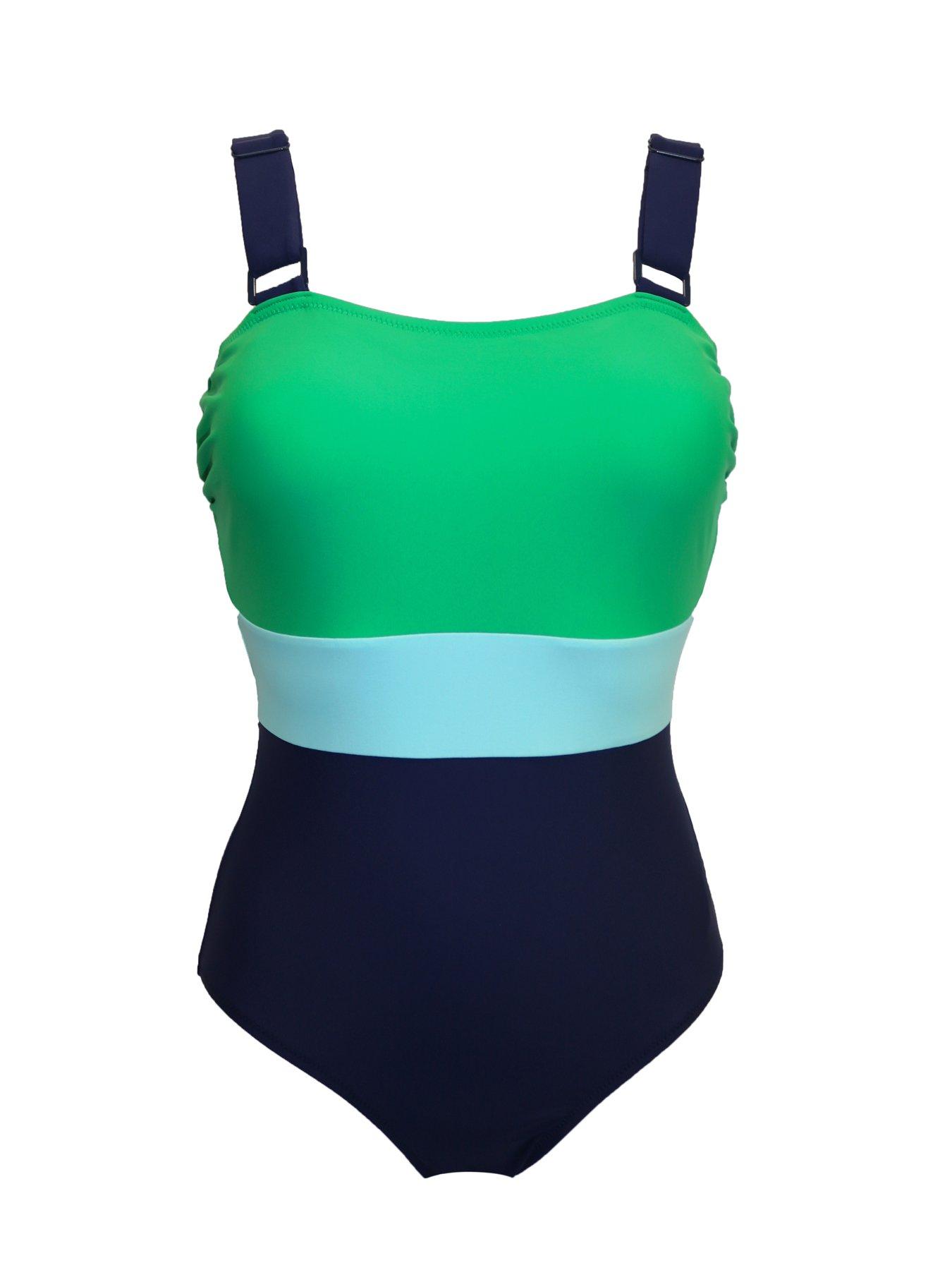 Image 3 of 4 of Pour Moi Petite Palm Springs Colour Block Tummy Control Swimsuit