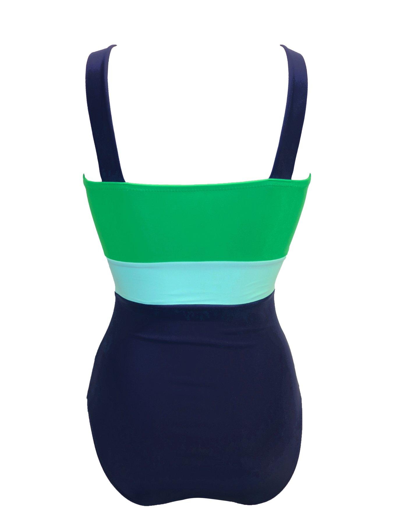 Image 4 of 4 of Pour Moi Petite Palm Springs Colour Block Tummy Control Swimsuit