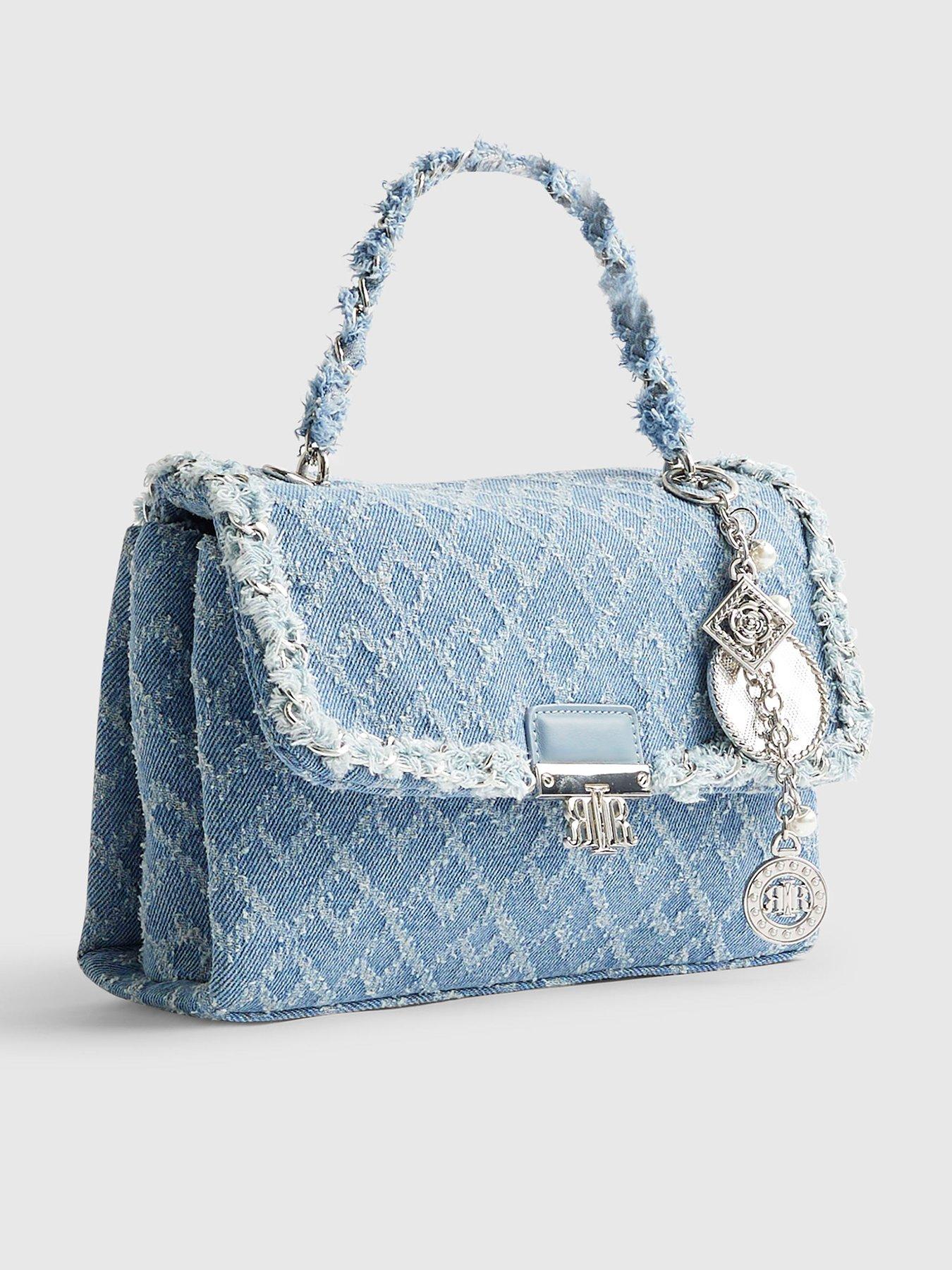 Image 2 of 4 of River Island Denim Front Flap Shoulder Bag - Blue