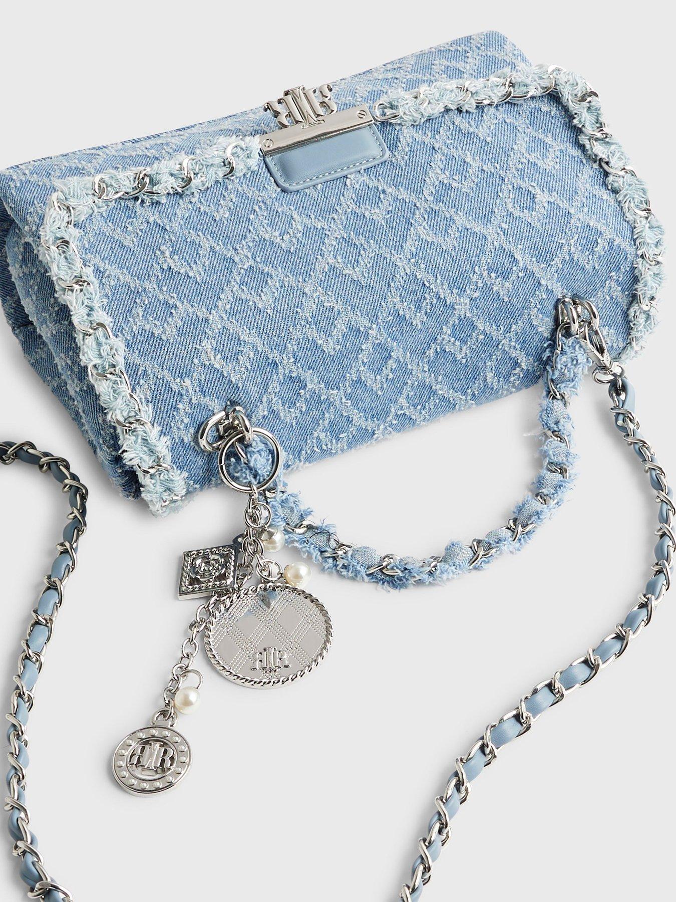 Image 4 of 4 of River Island Denim Front Flap Shoulder Bag - Blue
