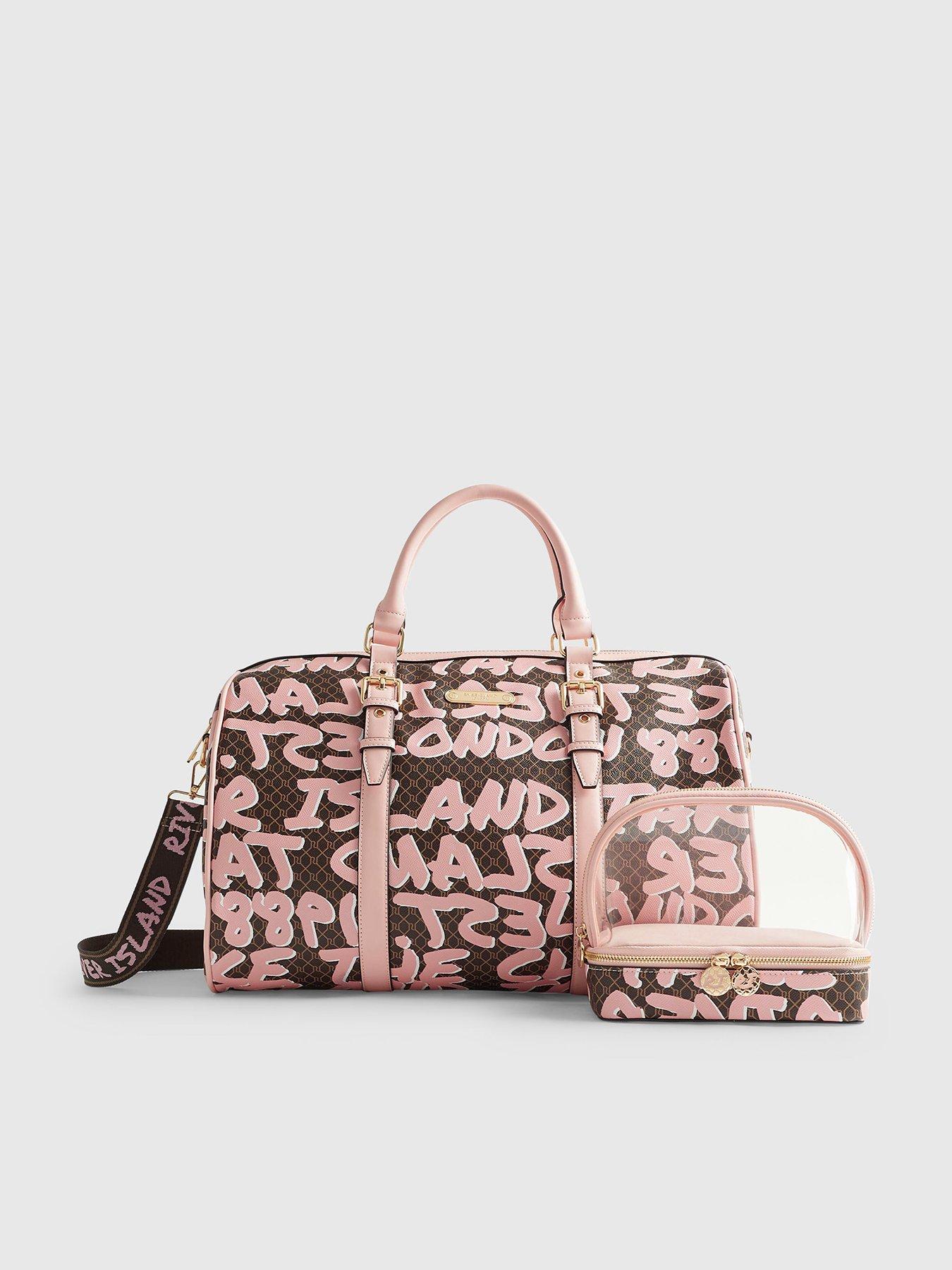 River Island Monogram Graffiti Barrell Bag Bundle - Brown