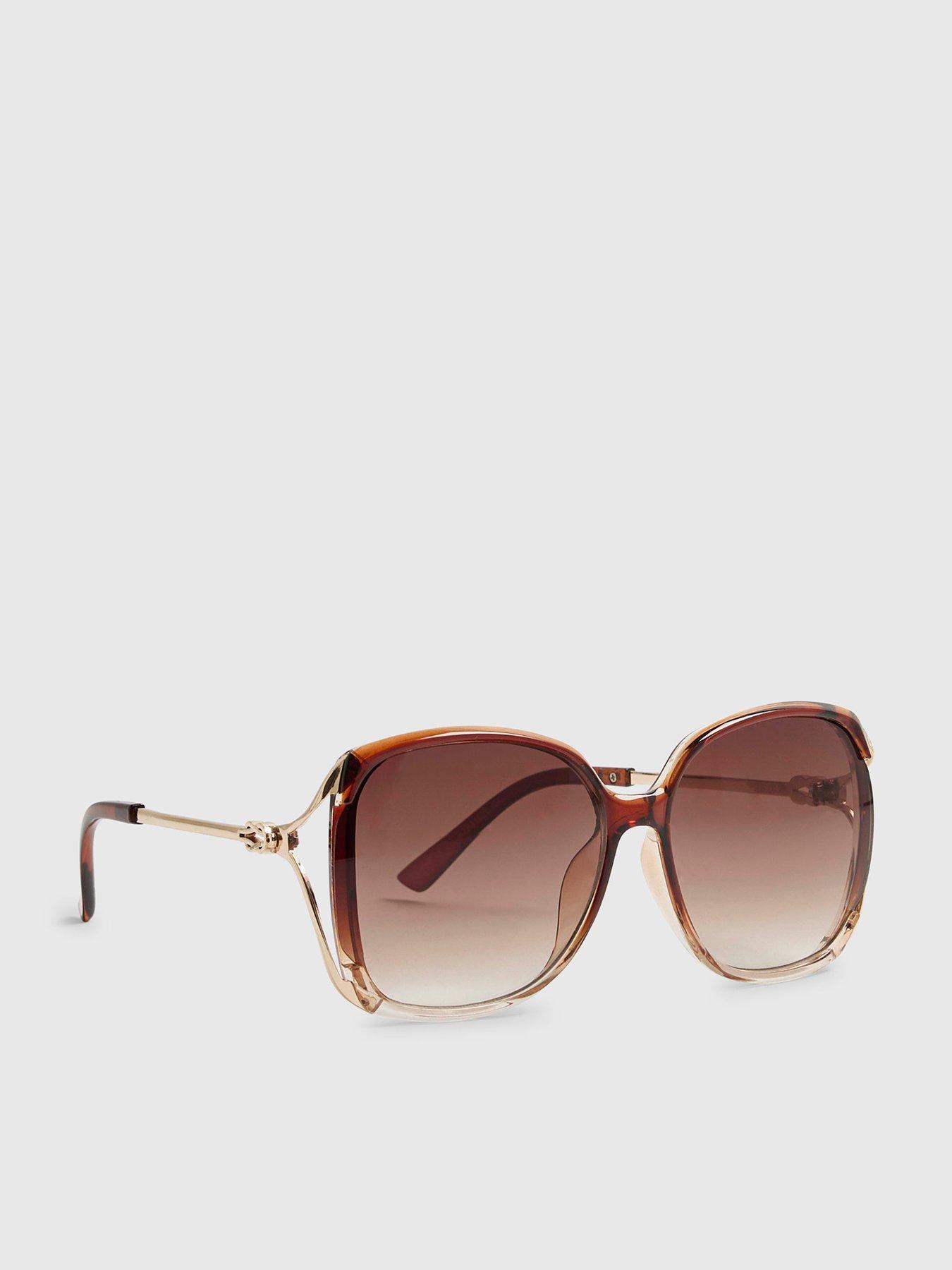 River Island Square Cut Out Sunglasses - Brown