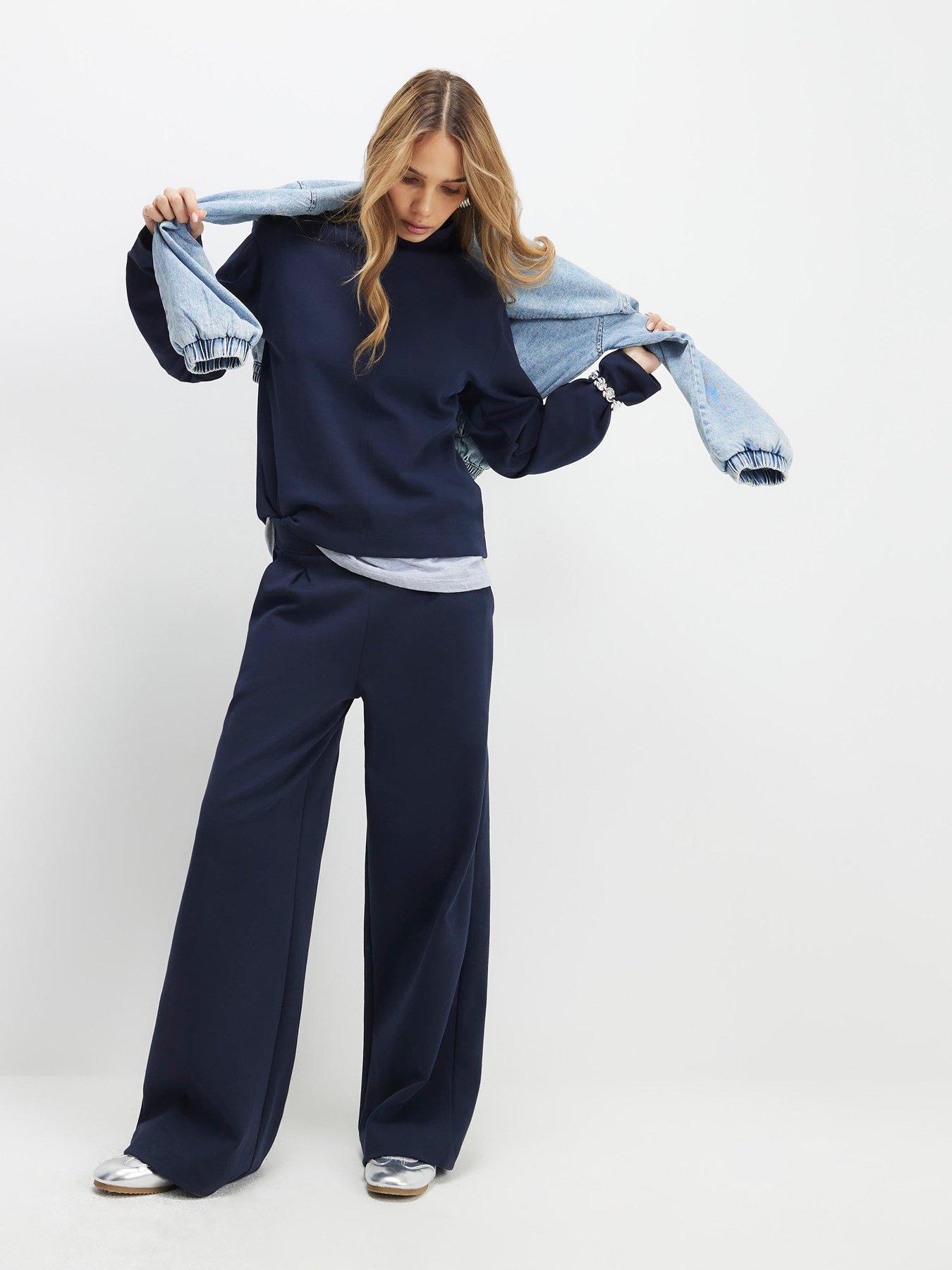 Image 3 of 4 of River Island Long Sleeve Funnel Neck Top - Navy